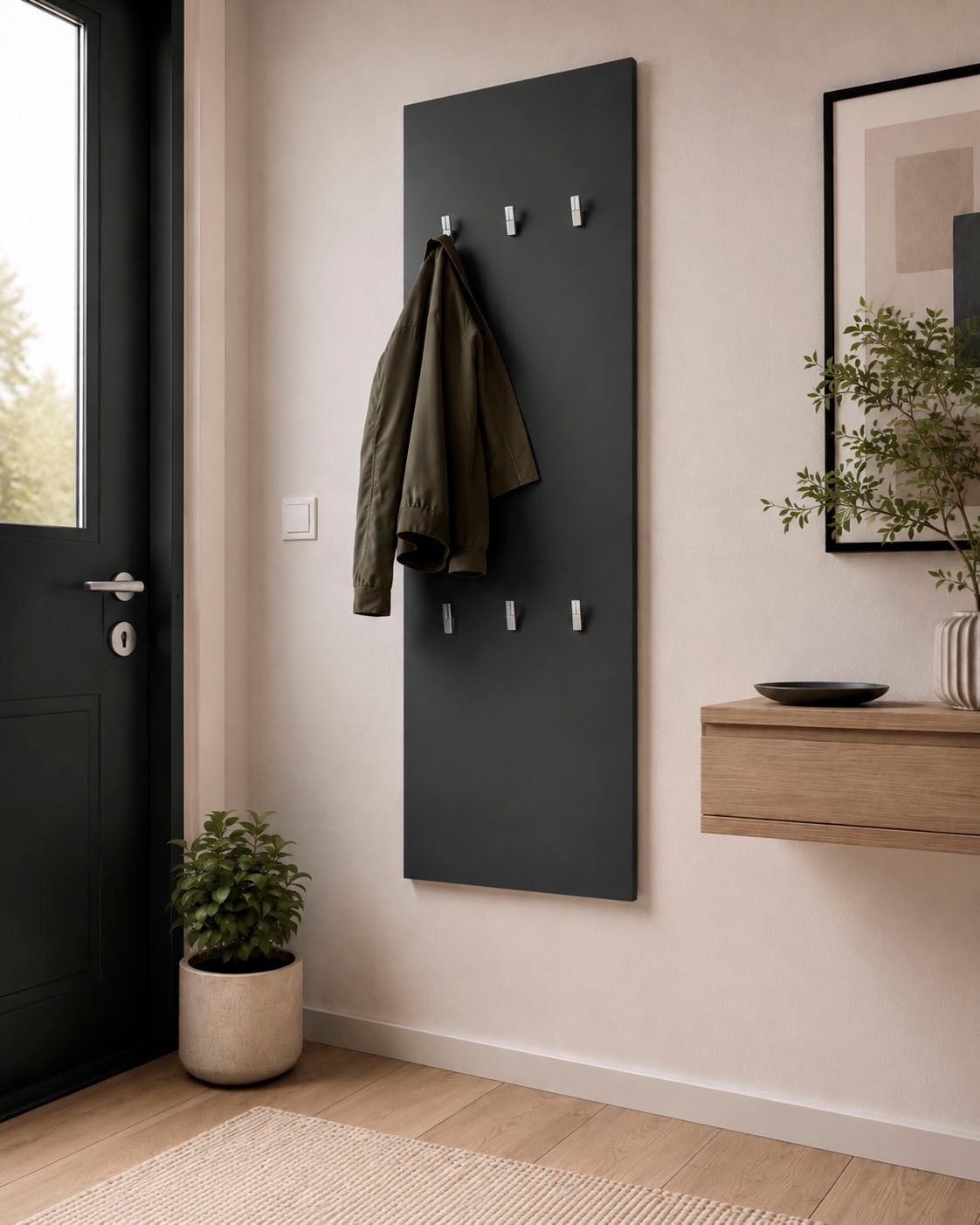 borchardt Möbel Garderobenpaneel »Vaasa, 123x45cm mit Metallhaken« Garderobe hängend, 6 Haken, Wandgarderobe