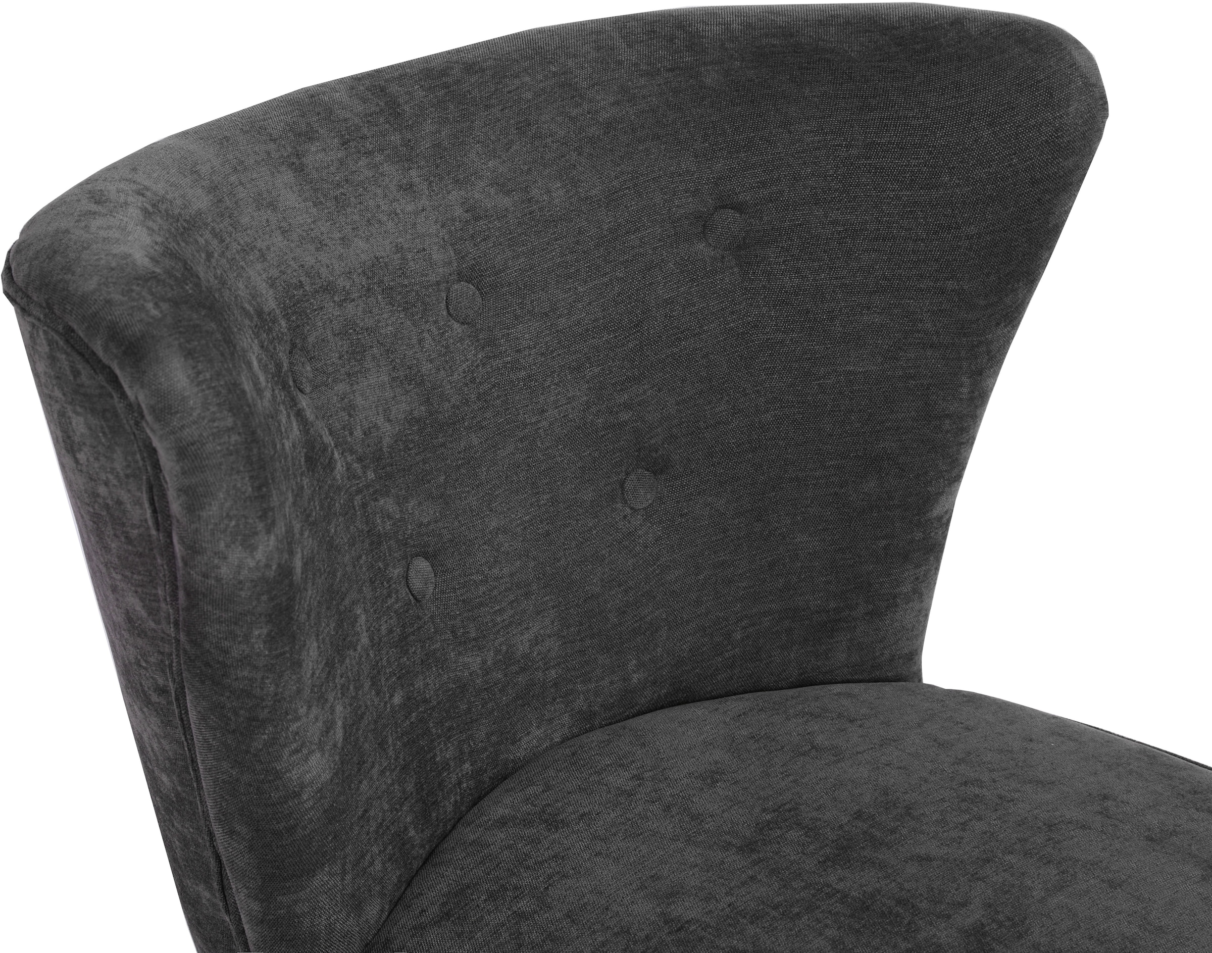 Home affaire Fauteuil lounge »JORIEL moderner Ohrensessel mit Knopfsteppung« mit Echtholzfüssen und feinem Struktur-Bezug