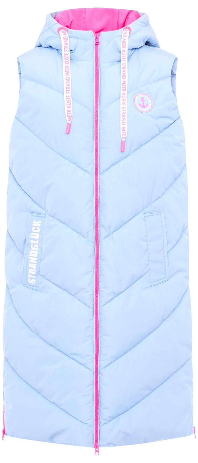 Zwillingsherz Gilet matelassé »"Strandglück"« Doppel-Zipper, Kontrastdetails, Eingrifftaschen, modisch, knielang