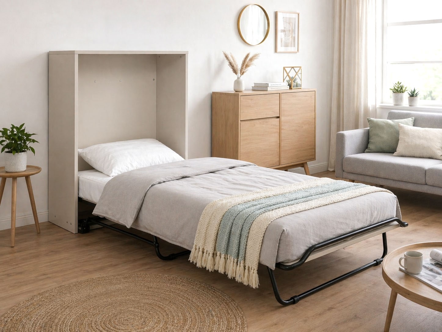 Home affaire Lit armoire »Sognum als Gästebett nutzbar, Wandklappbett in Kommodenoptik« Disponible en blanc, noir et cachemire,  incl. matelas, lit pliant gain de place, optimal pour petits espaces