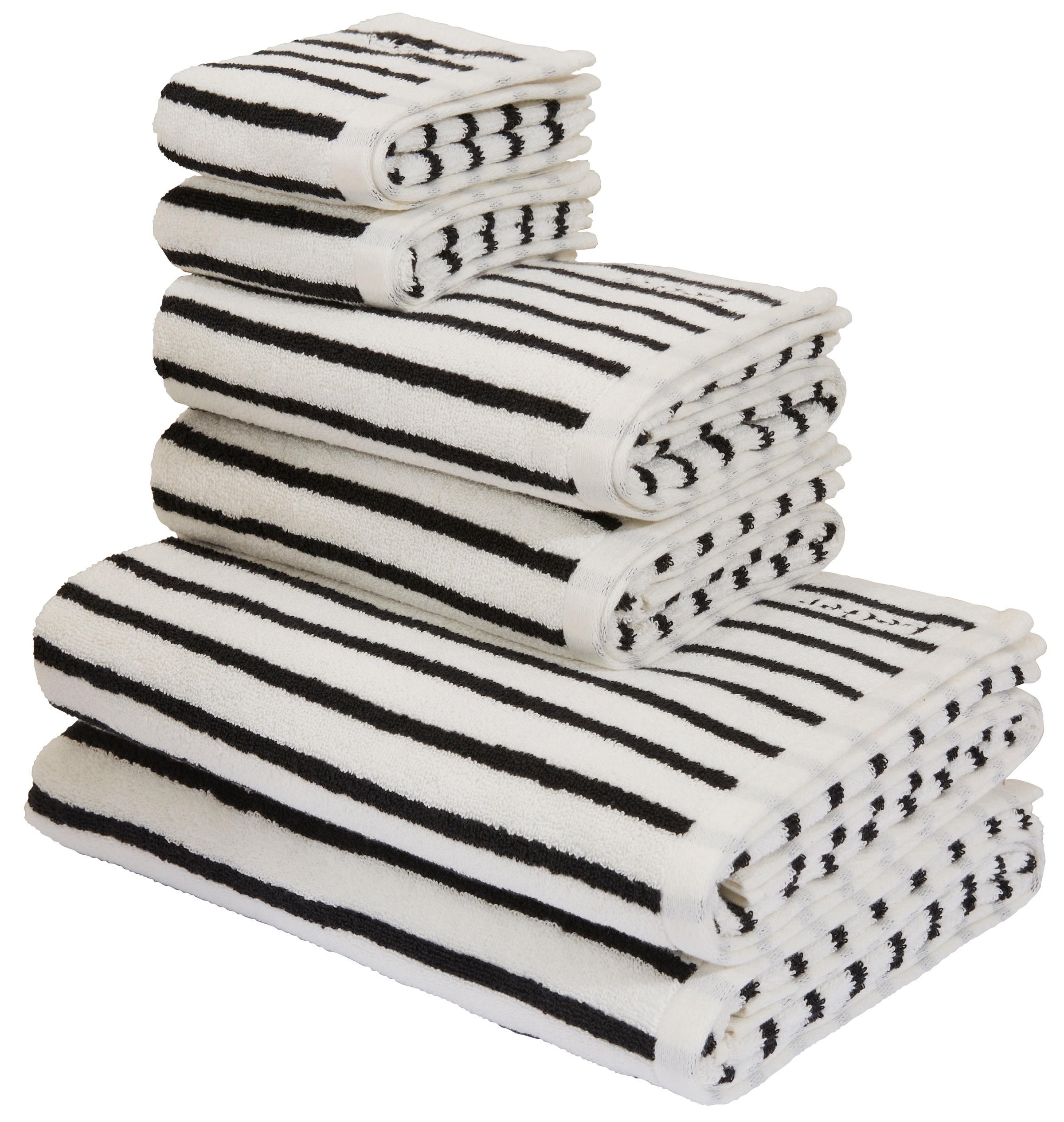 LeGer Home by Lena Gercke Set de serviettes »Tamsin, Duschtücher, Handtücher, Gästetücher, Premium 500 gr/m²« Ensemble 6 cuis Frottee avec broderie logo, 100% coton, rayé, doux, garantie 5 ans