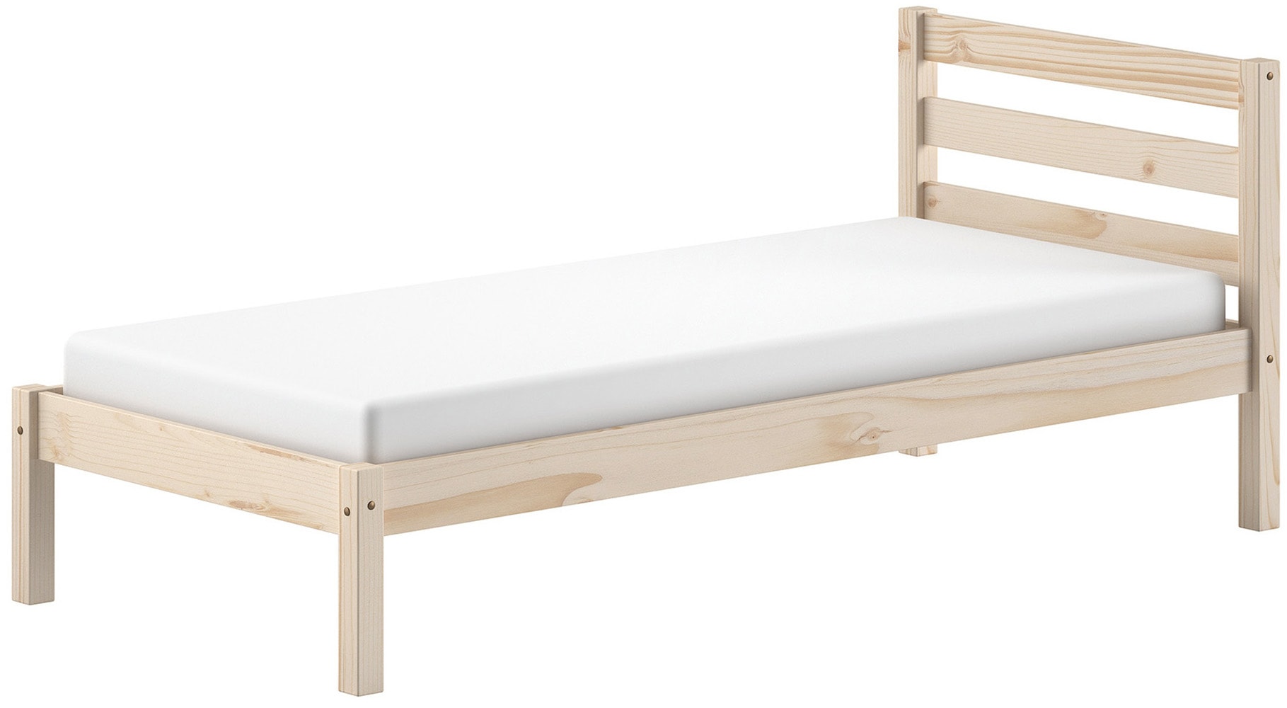 Vipack Lit en bois massif »Pino, universell einsetzbar, gradliniges Design, Made in Europe« L/H/P env. 211x84,4x97,5 cm, surface de couchage 90/200 cm, avec 2 tiroirs,  incl. sommier à lattes, pin massif, naturel ou laqué blanc