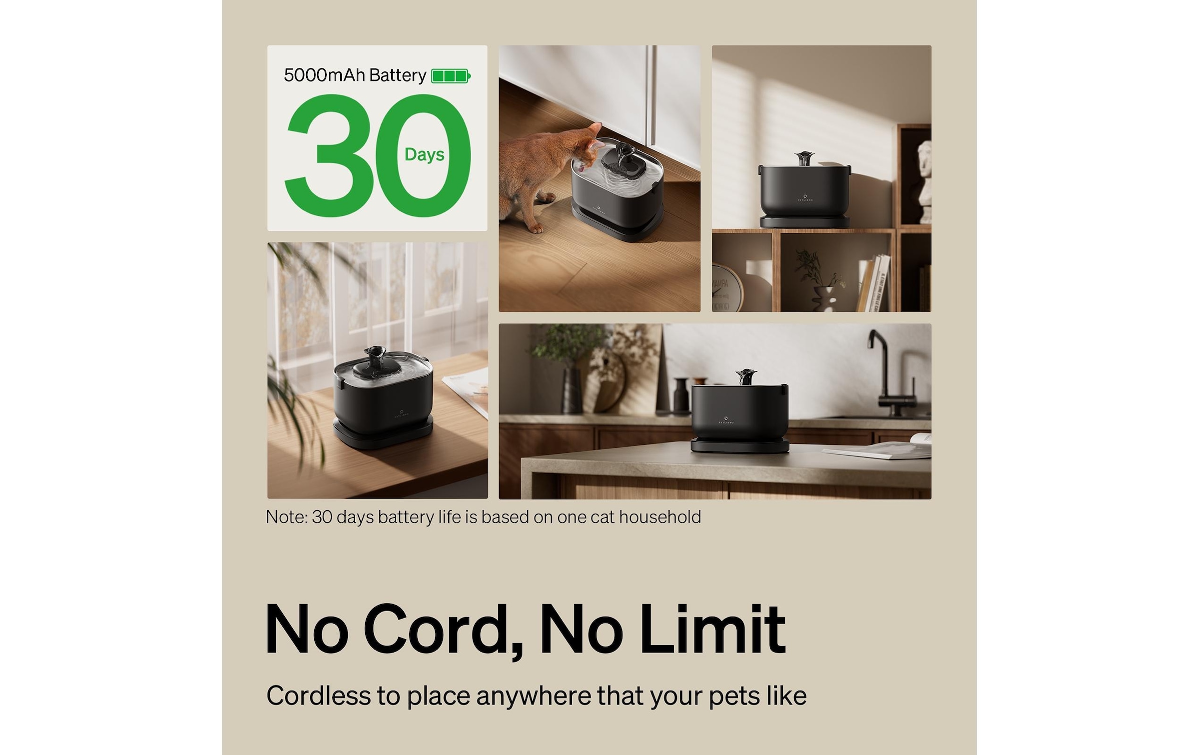   Trinkbrunnen »Petlibro Dockstream Battery-Operated mit Sensor« Kabelloser Trinkbrunnen für Haustiere