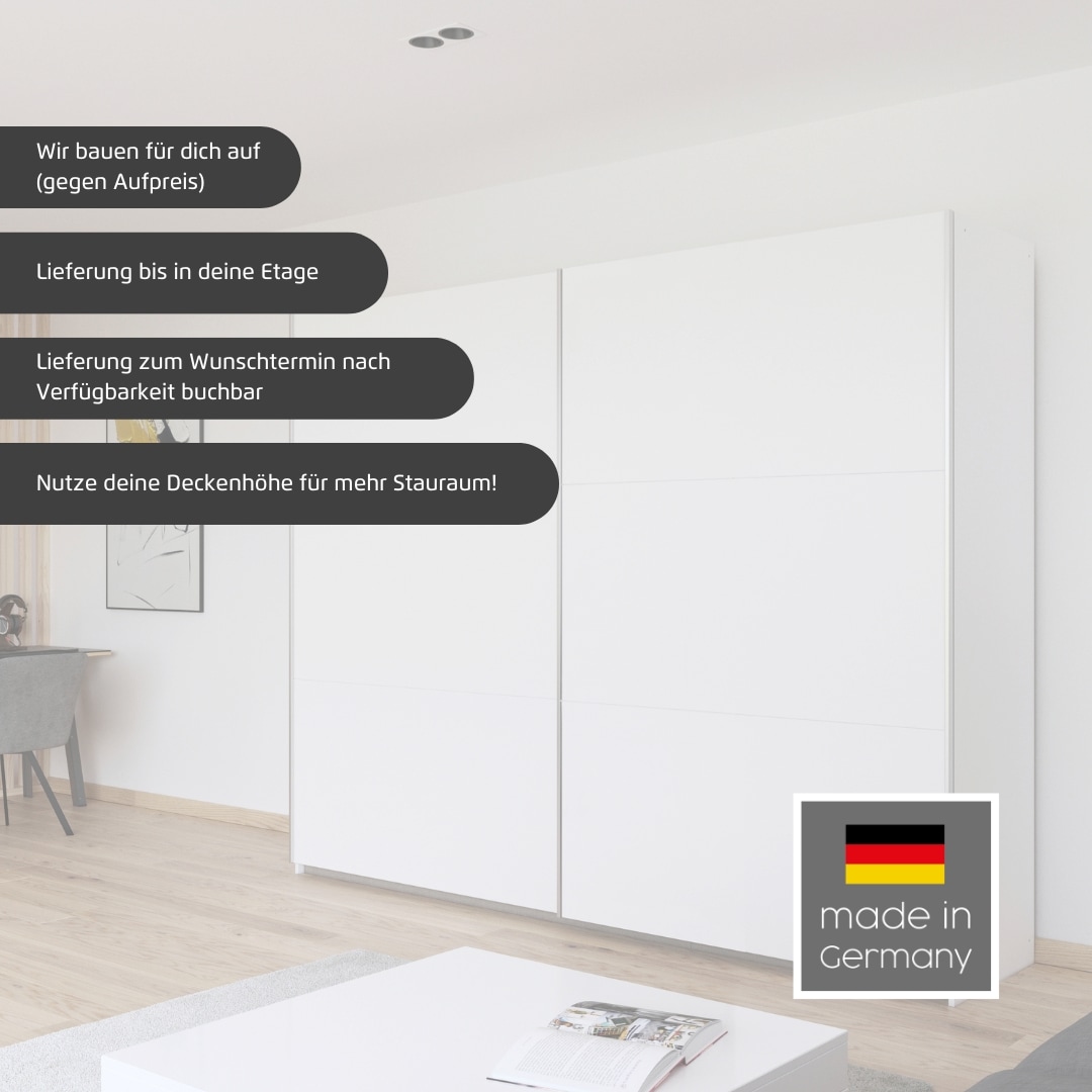 rauch Schwebetürenschrank »Kleiderschrank Drehtürenschrank Schrank Garderobe KRONACH« in 3 Ausstattungen BASIC/CLASSIC/PREMIUM, Breiten 131/175/218/261 cm,  optional ohne, mit 1 oder 2 Spiegel, viel Stauraum MADE IN GERMANY
