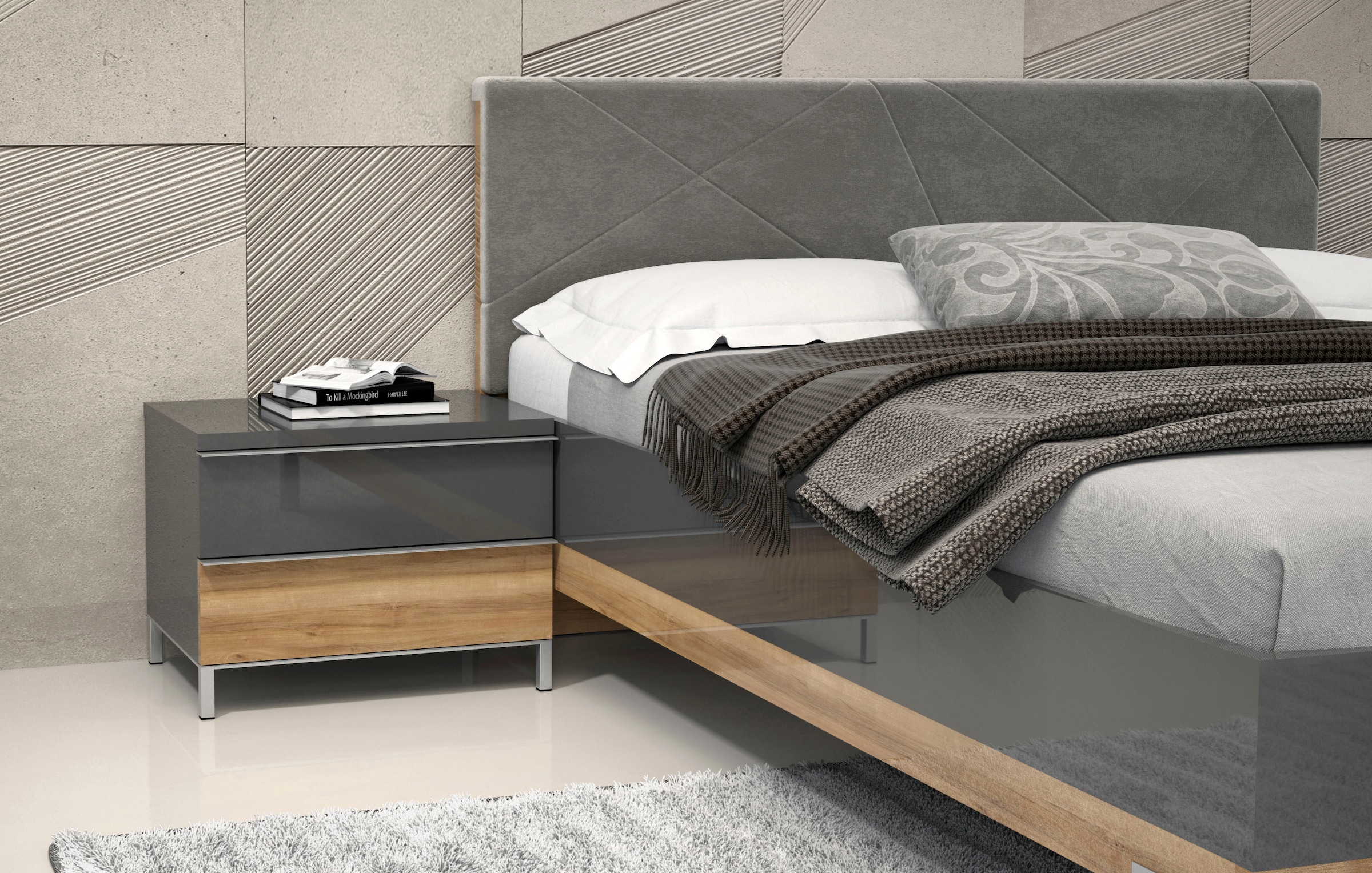 GOODproduct Console de nuit »Onyx, Nachttisch mit 2 oder 3 Schubladen, UV Lackierung Hochglanz« avec fonction Soft-Close, dimensions (L/P/H) 56/41/43 ou 59 cm