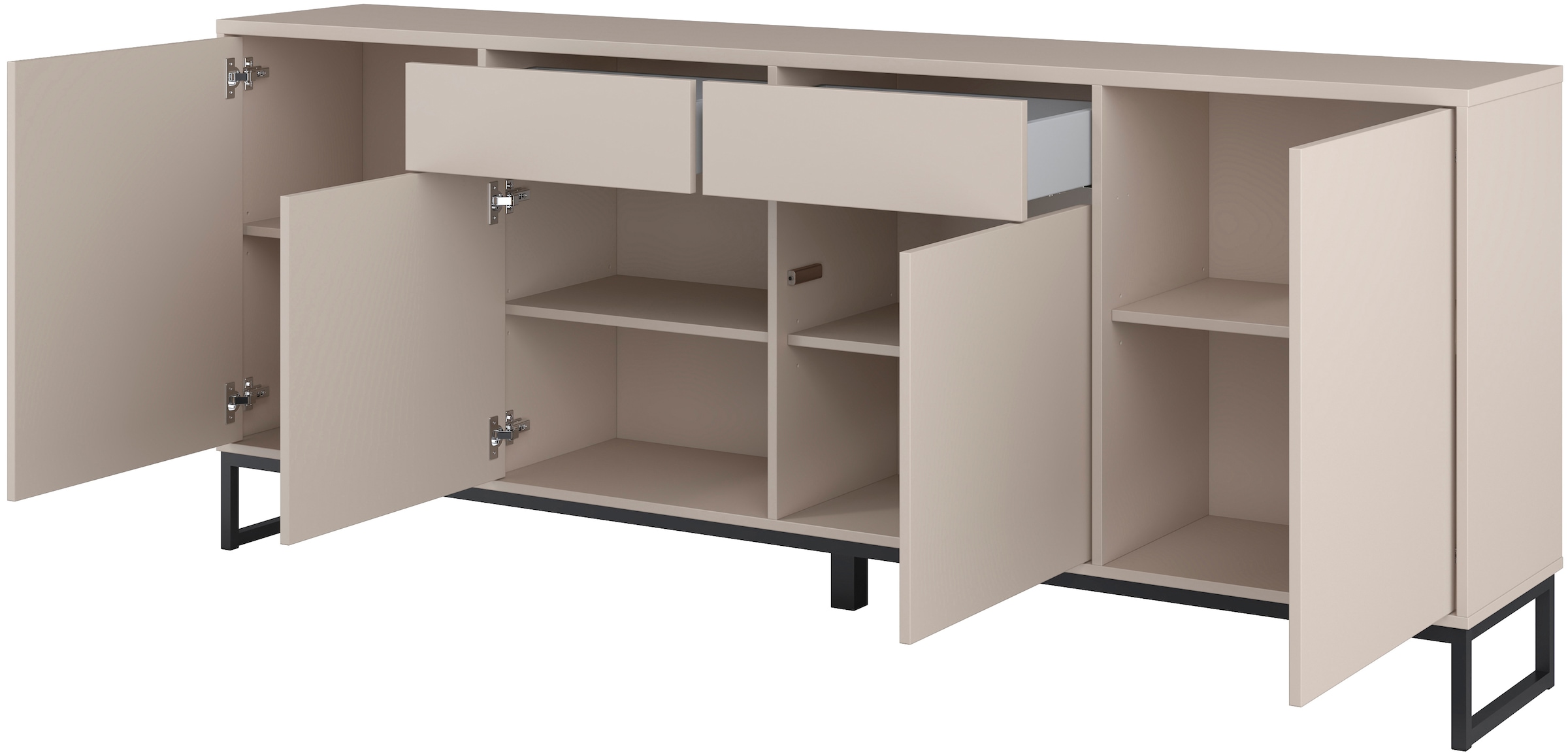 Home affaire Sideboard »Alto, Breite 208,5 cm, grifflose Kommode 4 Türen/2 Schubkästen.« Schubladenschrank mit viel Stauraum, Einlegeböden verstellbar