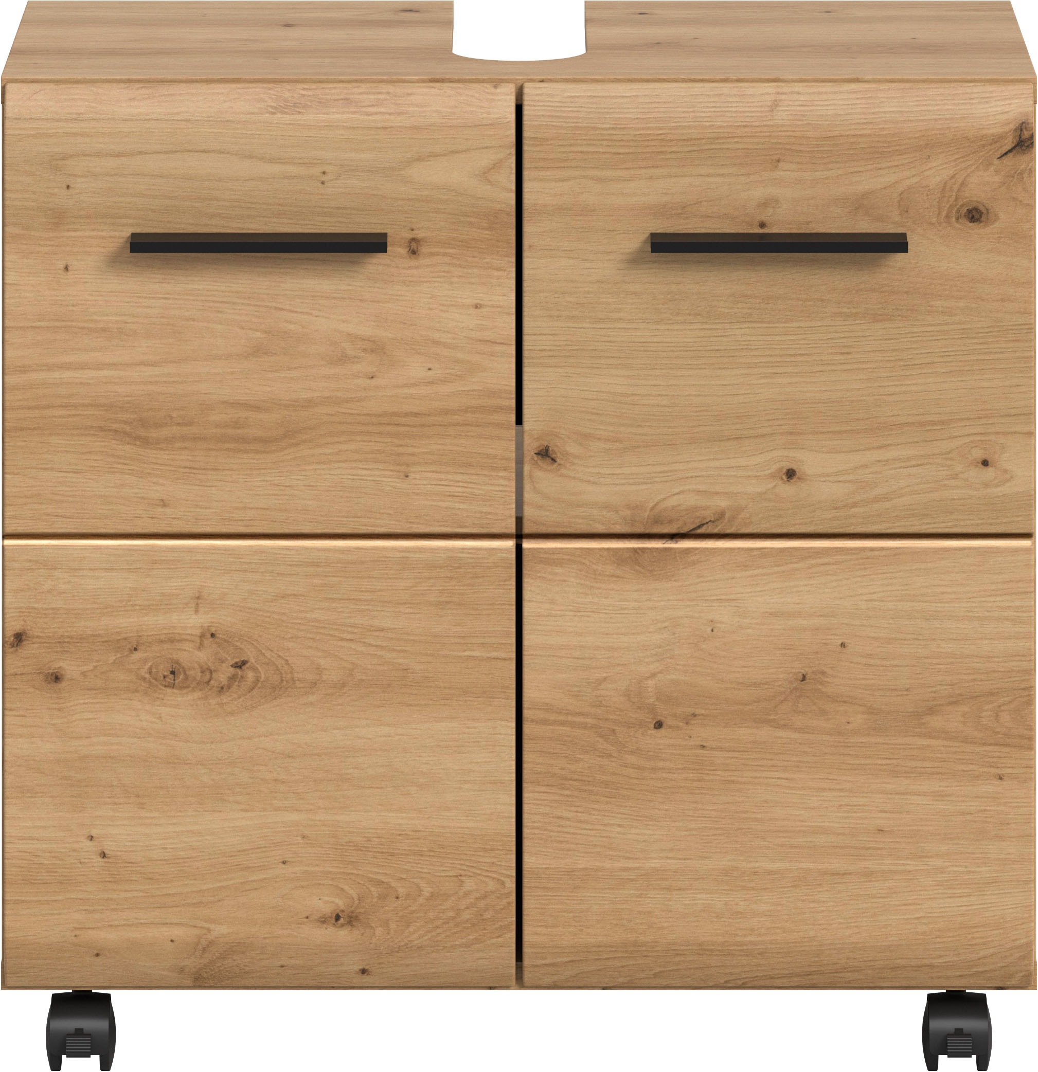 welltime Waschbeckenunterschrank »FLORENZ,  Breite 60cm, inkl. Siphonausschnitt, mit Türen oder Schüben« TOPSELLER!,  hochwertige MDF Front, Griff schwarz, Badschrank, Bad