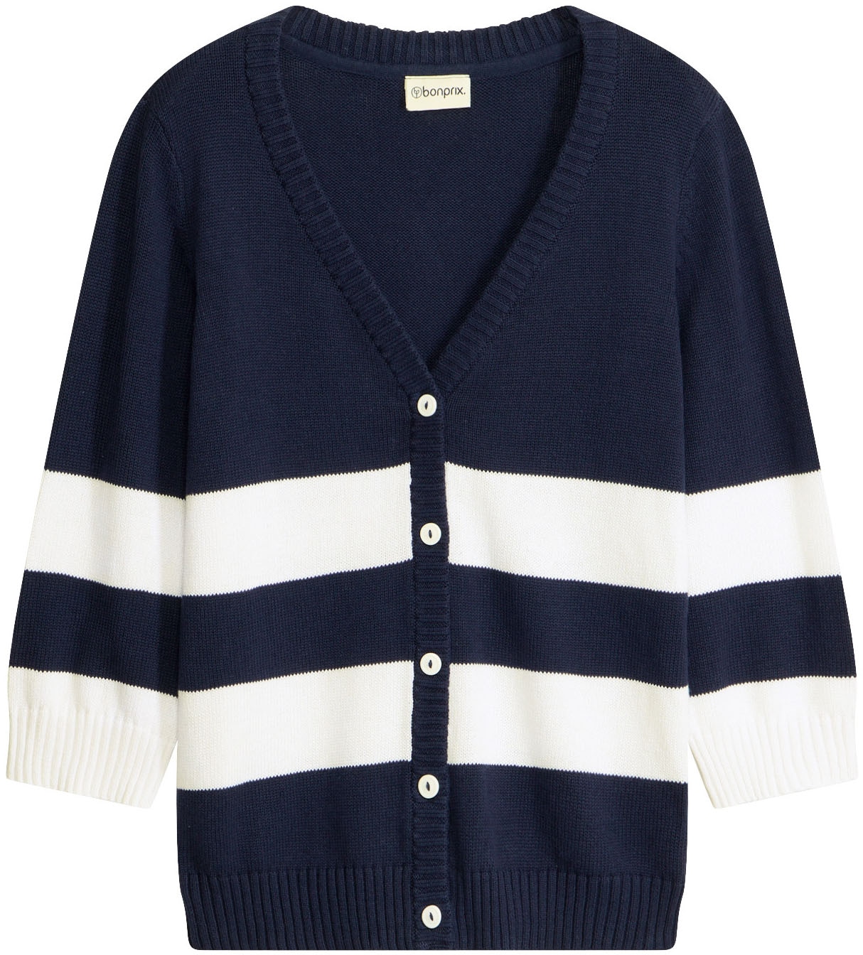 bonprix Veste en tricot Slim fit Passform, mit Streifenmuster, eleganter Stil
