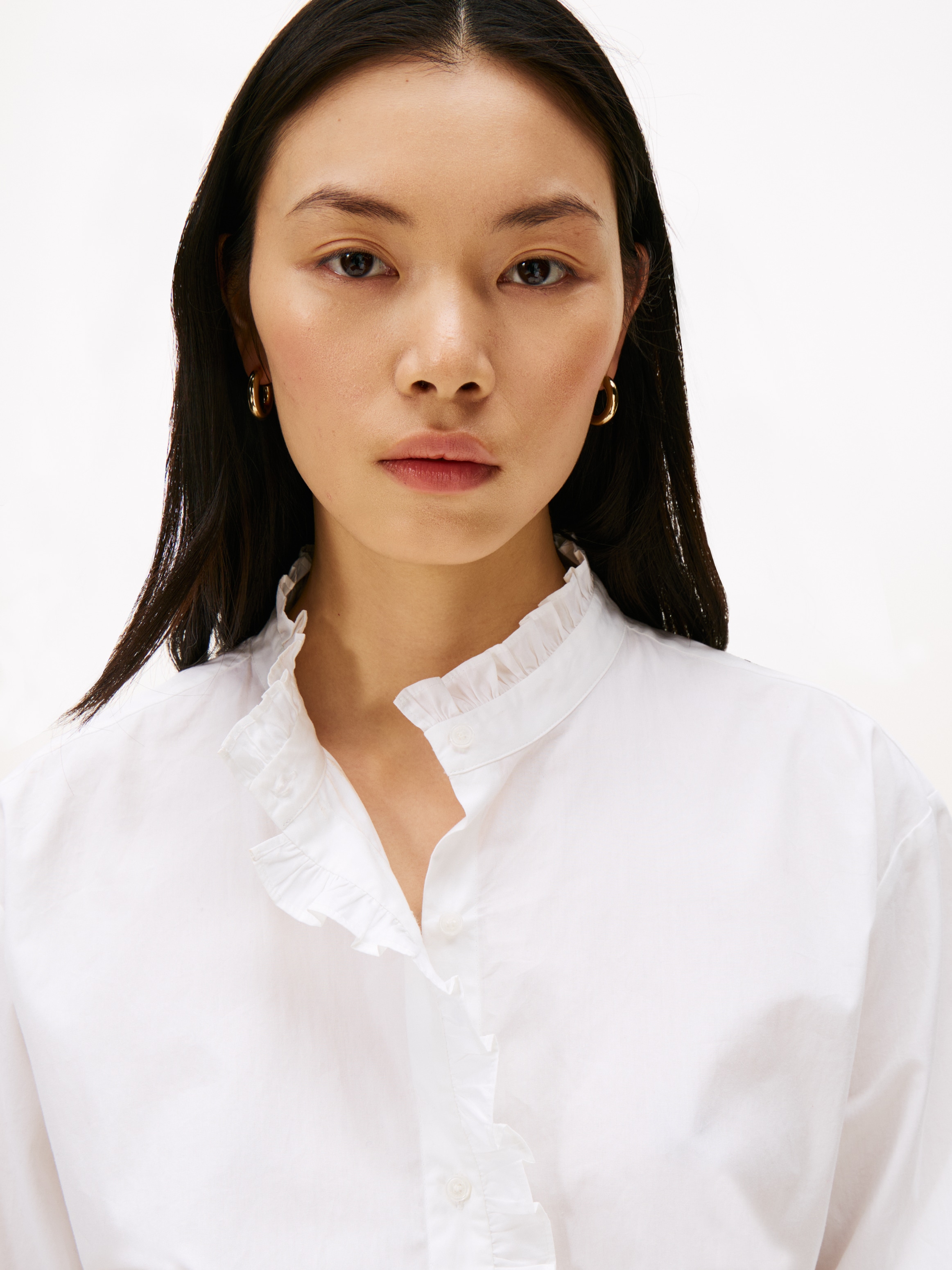 Tommy Hilfiger Chemisier à volants »POPLIN RUFFLE SHIRT« mit Rüschen Detail