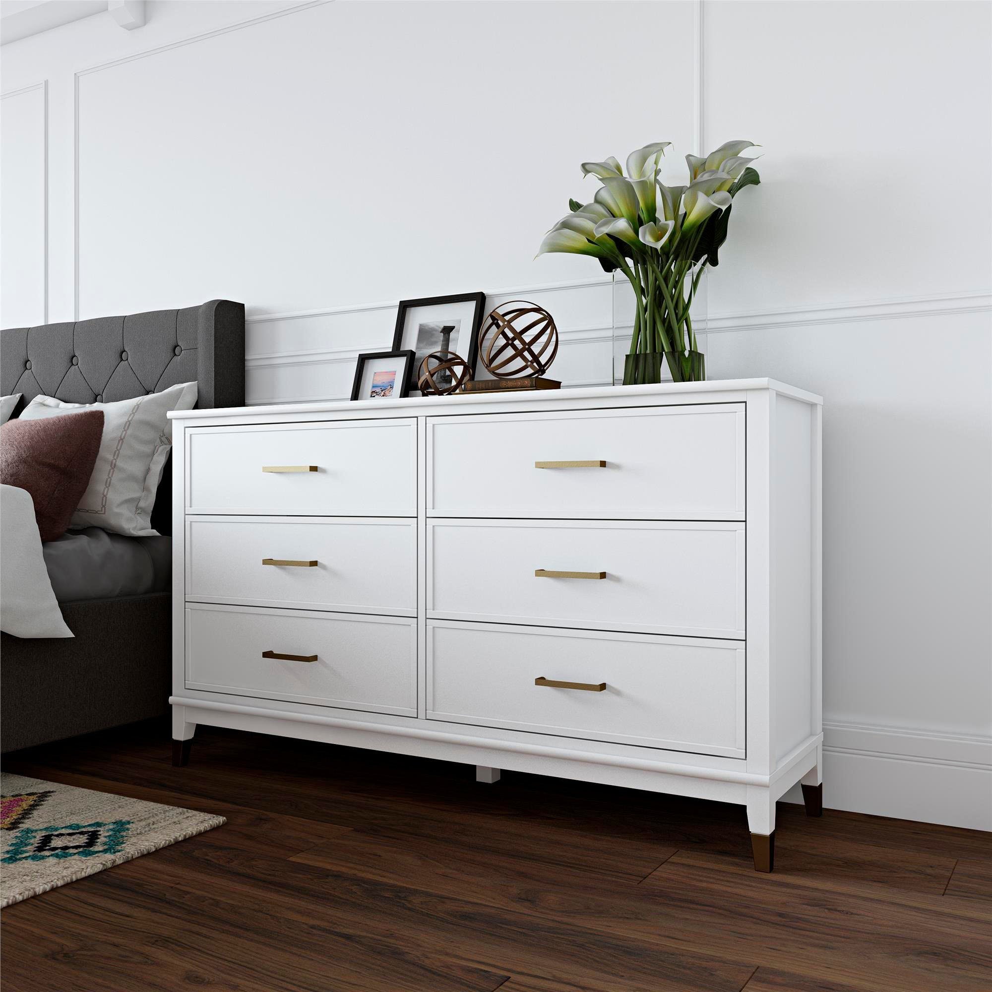 CosmoLiving by Cosmopolitan Commode »Westerleigh« mit 6 Schubladen, MDF, Beine aus Massivholz, Höhe 85 cm, Breite 145 cm