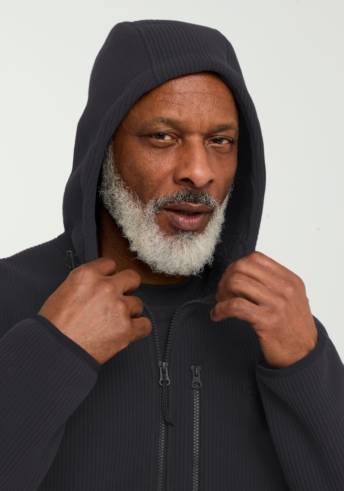 Jack Wolfskin Fleecejacke »LAKE RIDGE HOODED JKT M« mit Kapuze windabweisend, mit hochschliessendem Kragen