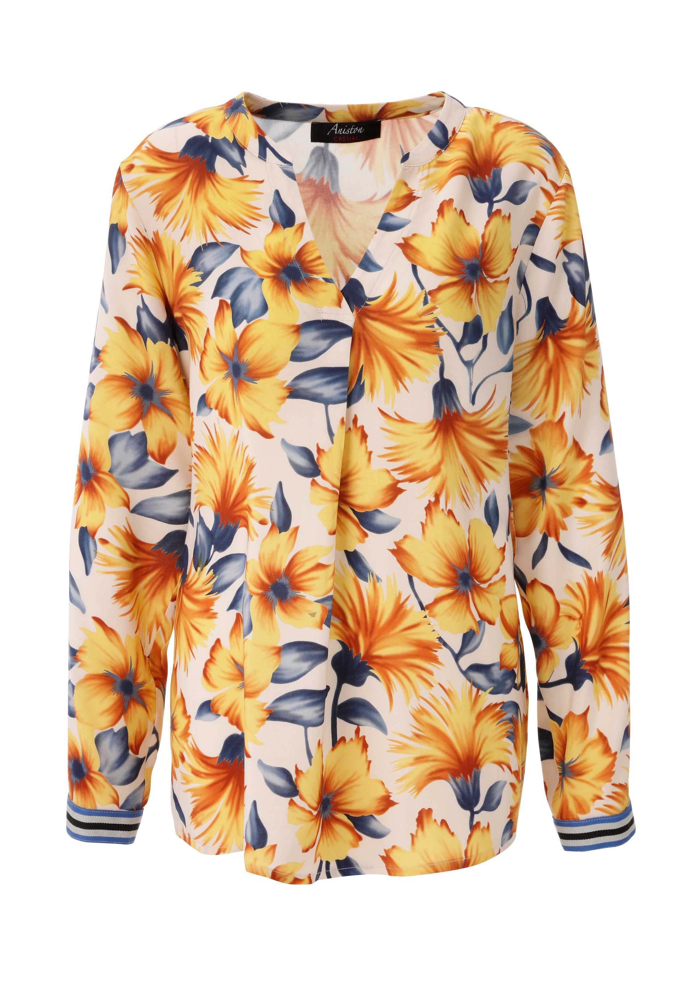 Aniston CASUAL Blouse à enfiler mit farbharmonischen, grossflächigen Blüten bedruckt - NEUE KOLLEKTION