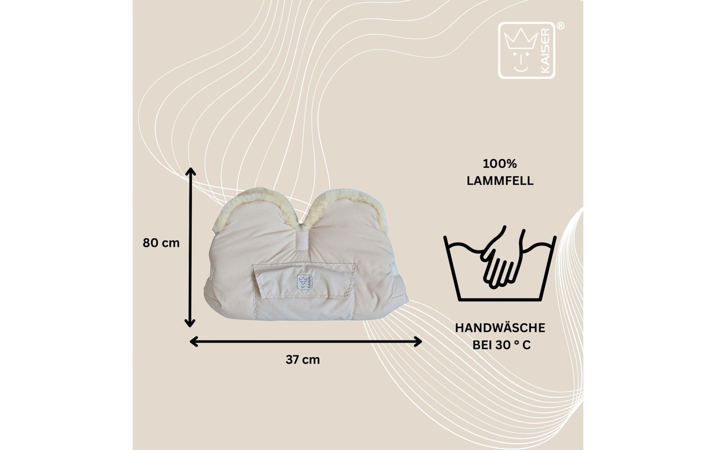 Kaiser Kinderwagen-Handwärmer »Lammfell Big Cream«