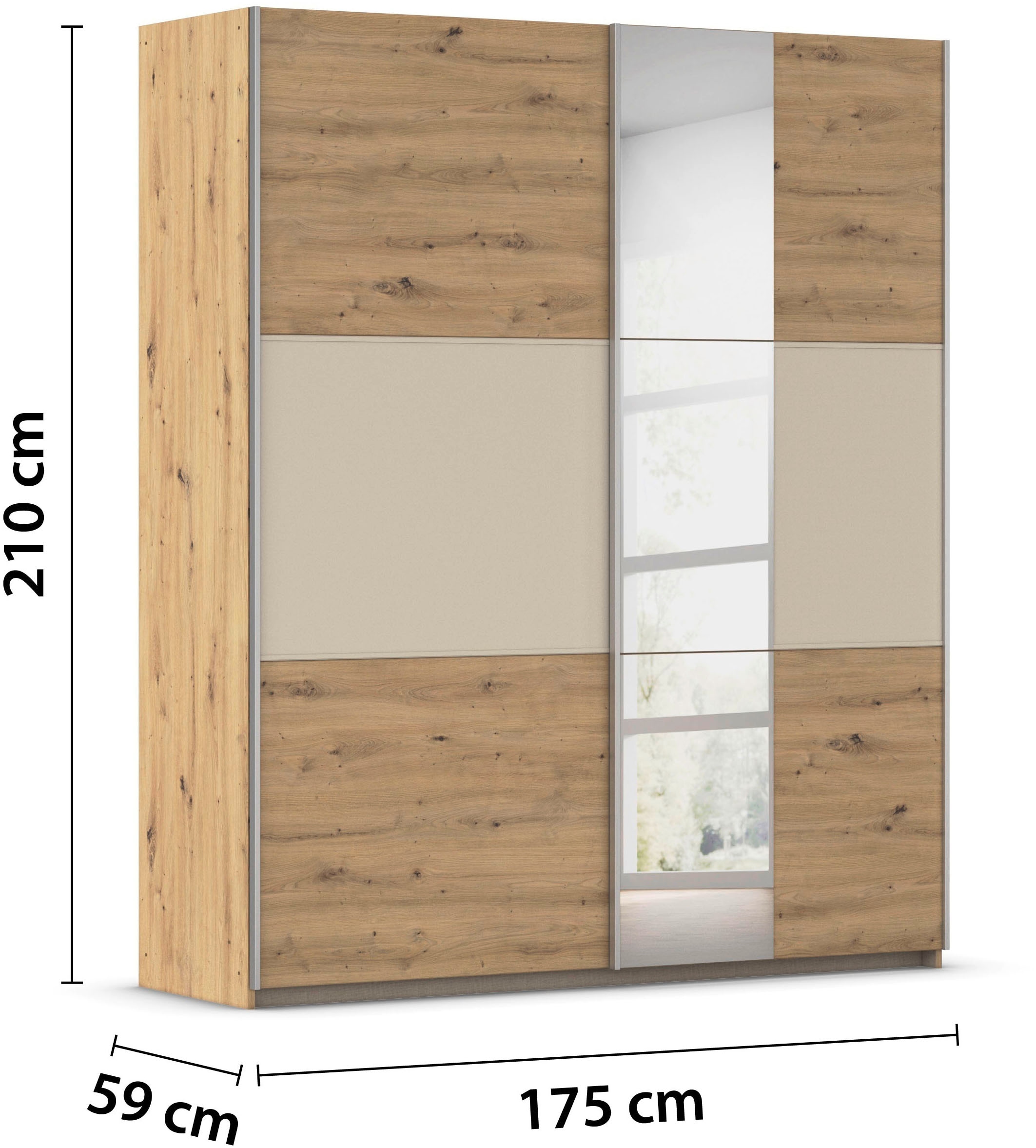 GOODproduct Kleiderschrank »Mehrzweckschrank Aktenschrank Möbel Mietswohnung TOPSELLER  ASTANA« 3 Ausstattungen BASIC/CLASSIC/PREMIUM (inkl. SOFT-CLOSE-FUNKTION),  mit 3 Spiegelelementen, Metallgriffleisten alufarbig MADE IN GERMANY
