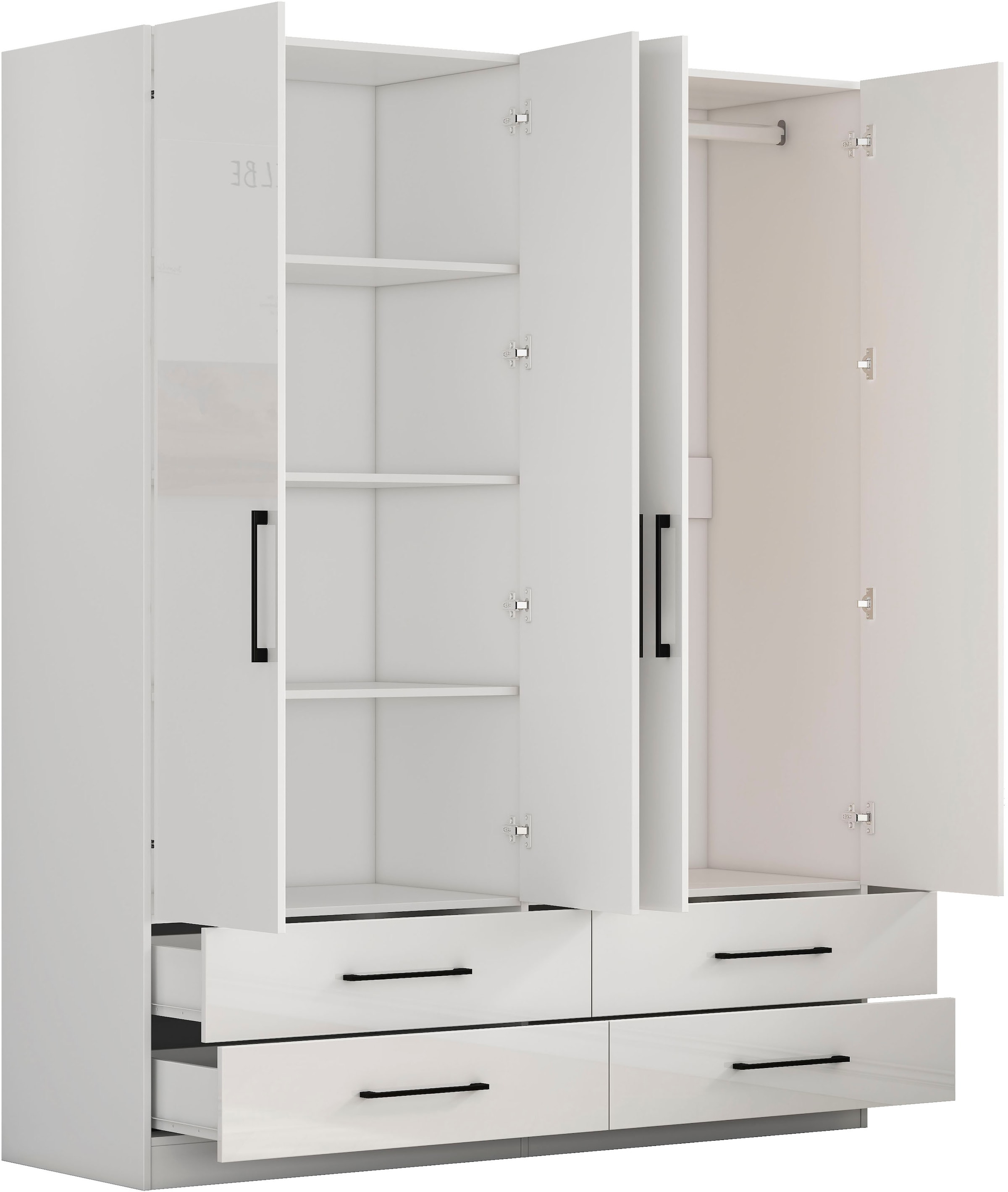GOODproduct Kleiderschrank »Sylt Schlafzimmerschrank Garderobe Schrank hochglanz« Drehtürenschrank mit 4 Schubladen und 4 Türen,  Schrank in Breite 160 mit viel Stauraum