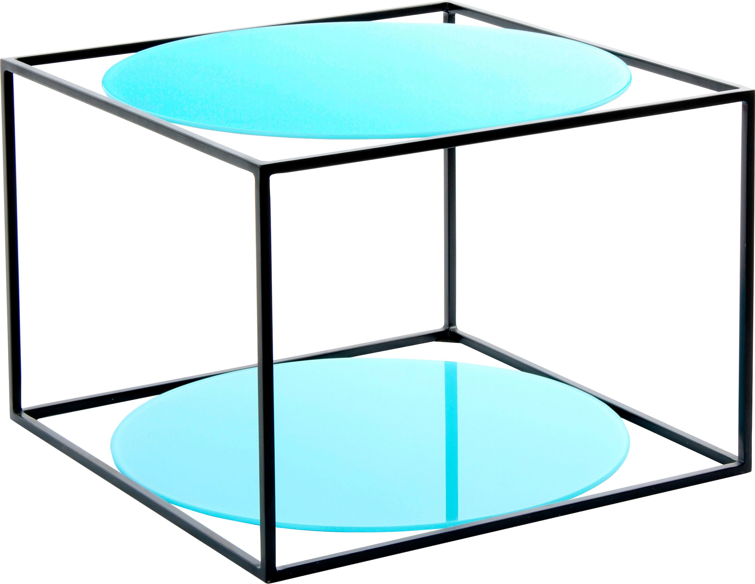 Kayoom Table d'appoint »Cody, Beistelltisch in Würfelform, offenes, modernes Design« 1 cuis tlg. moderne Kubusform mit runden Ablageflächen aus Glas