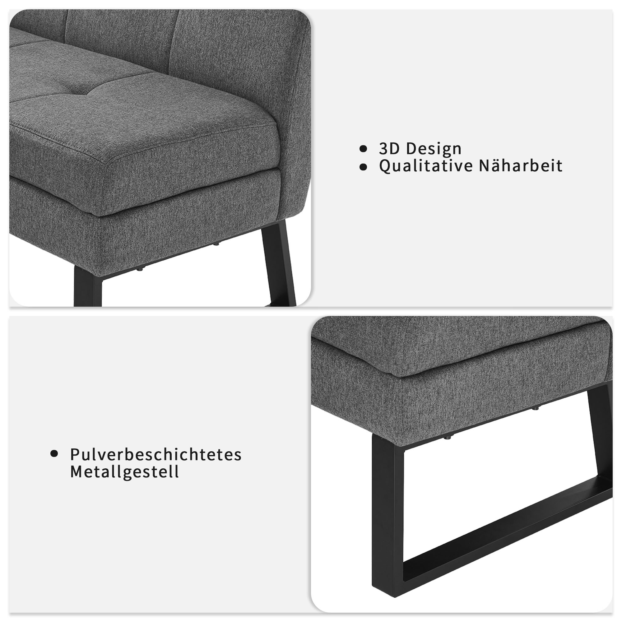 GOODproduct Banc d'angle »Geranie, Sitzbank, Essbank, pflegeleichter Strukturstoff« Eckbank inkl. Stauraum, Pulverbeschichtetes Metallgestell