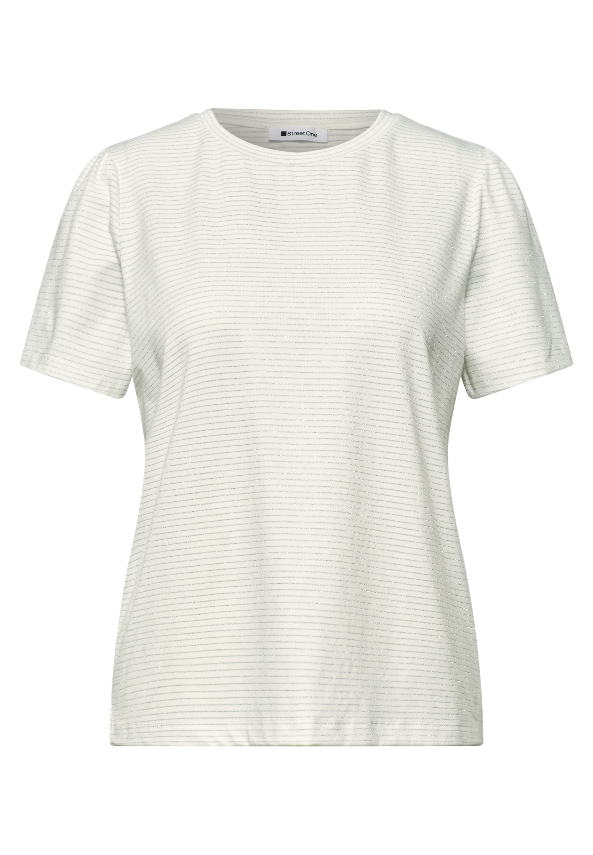STREET ONE T-shirt à manches courtes t-shirt d'été avec col rond et bandes pailletées