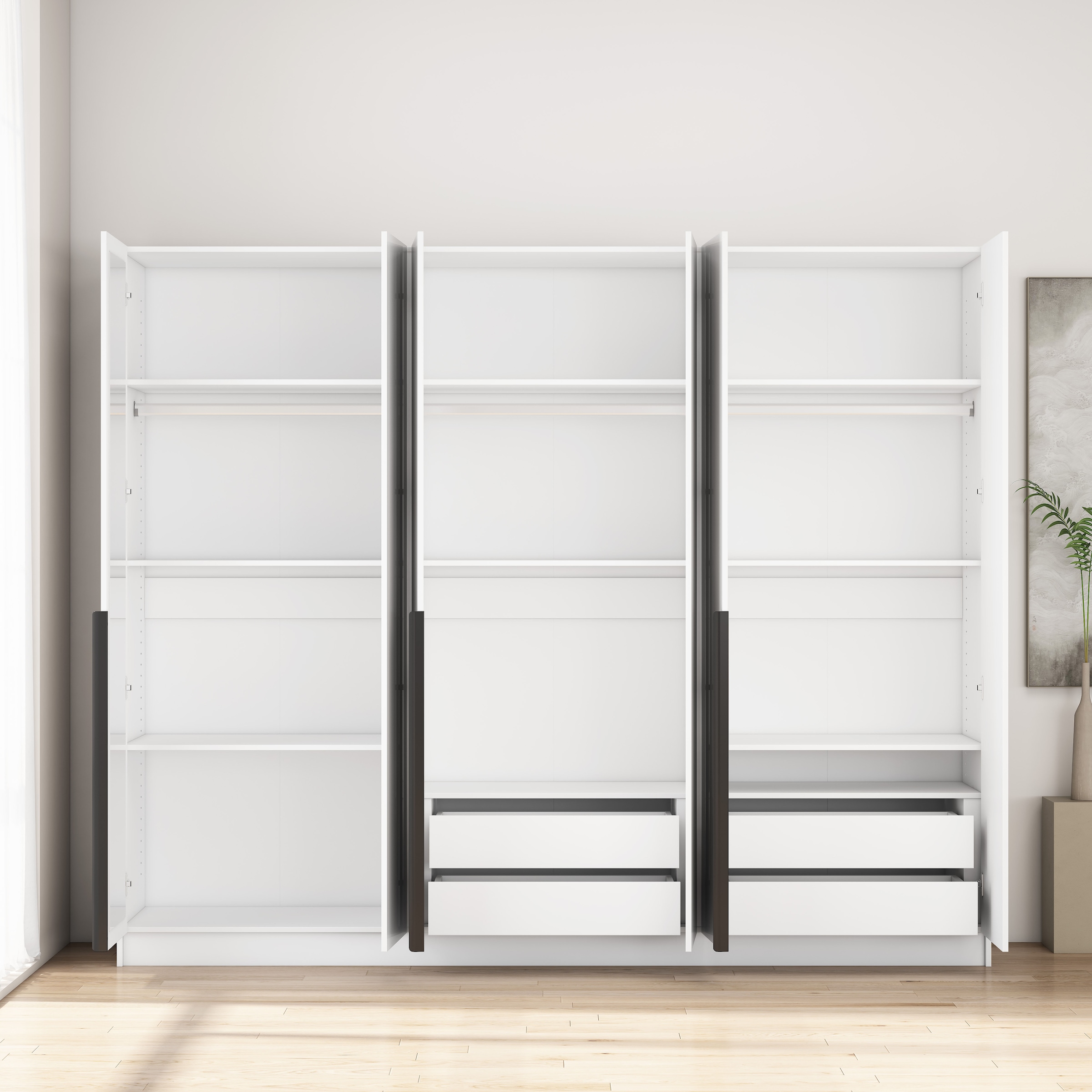 GOODproduct Kleiderschrank »Annor Schlafzimmerschrank Breite 242cm hochglanz Schrank Garderobe« Drehtürenschrank mit perfekter Innenausstattung - elegante Türgriffe