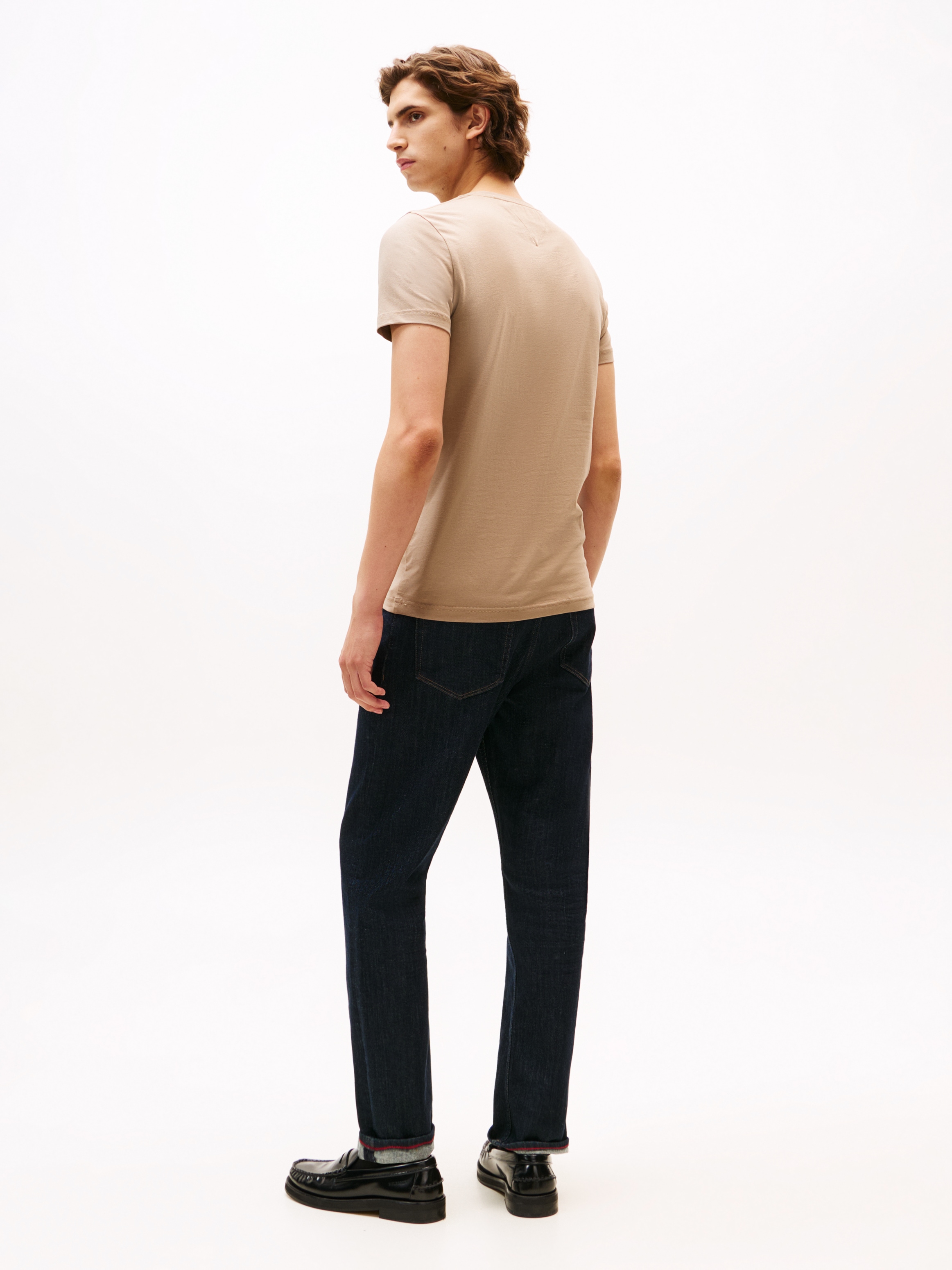 Tommy Hilfiger T-Shirt »STRETCH SLIM FIT TEE mit Rundhals und Logostickerei« unifarben, casual, slim fit, Baumwollmix, Rundhals