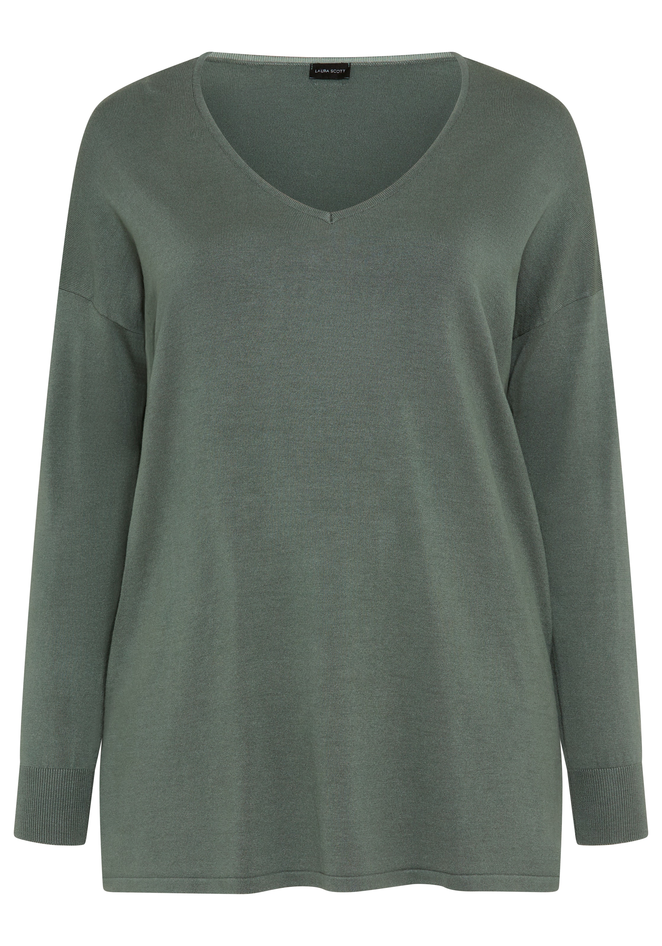 Laura Scott CURVE Pull long »Grosse Grössen« en maille fine fluide avec joli col en V
