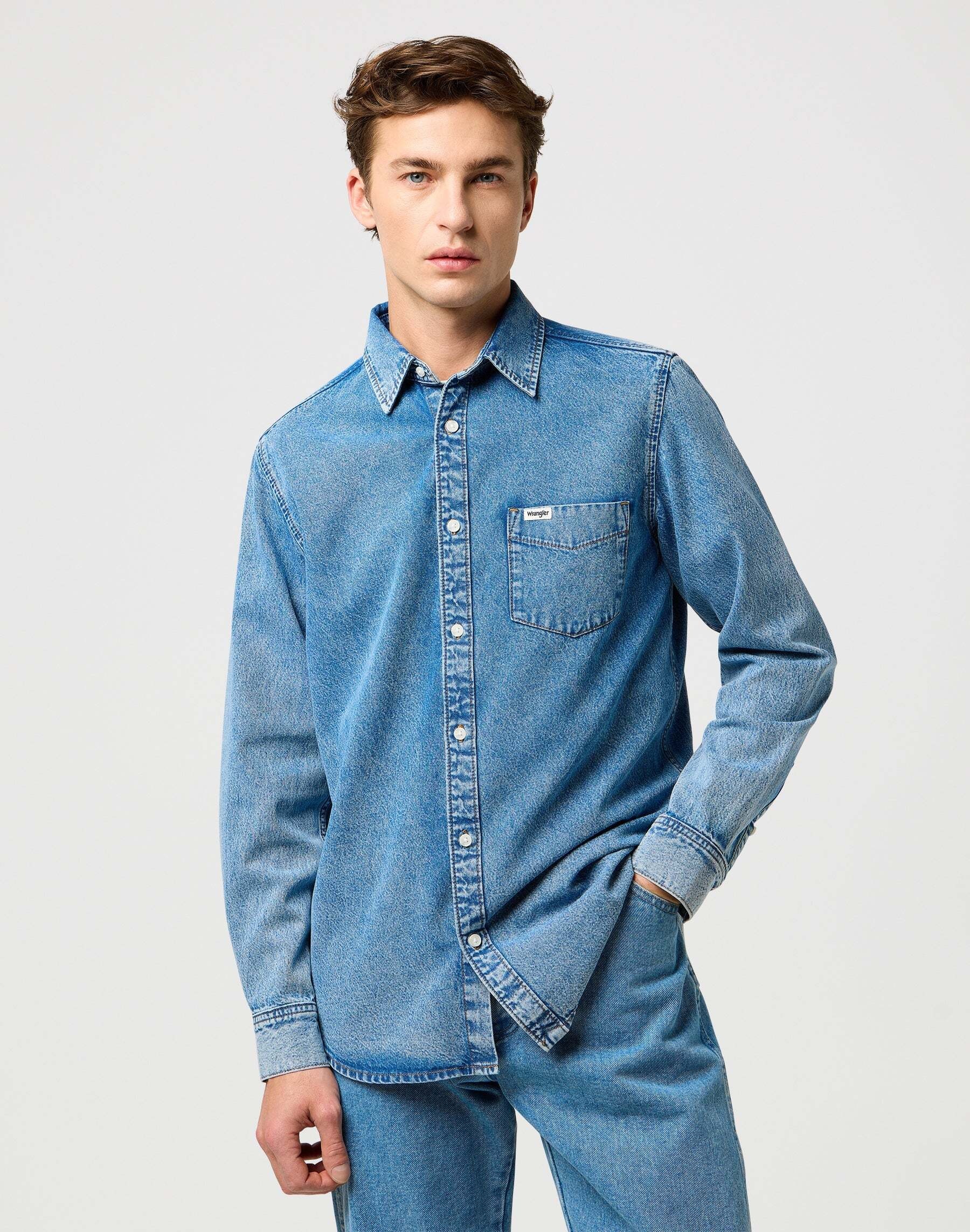 Wrangler Chemise en jean »WRANGLER Jeanshemd 1 Pkt Shirt«