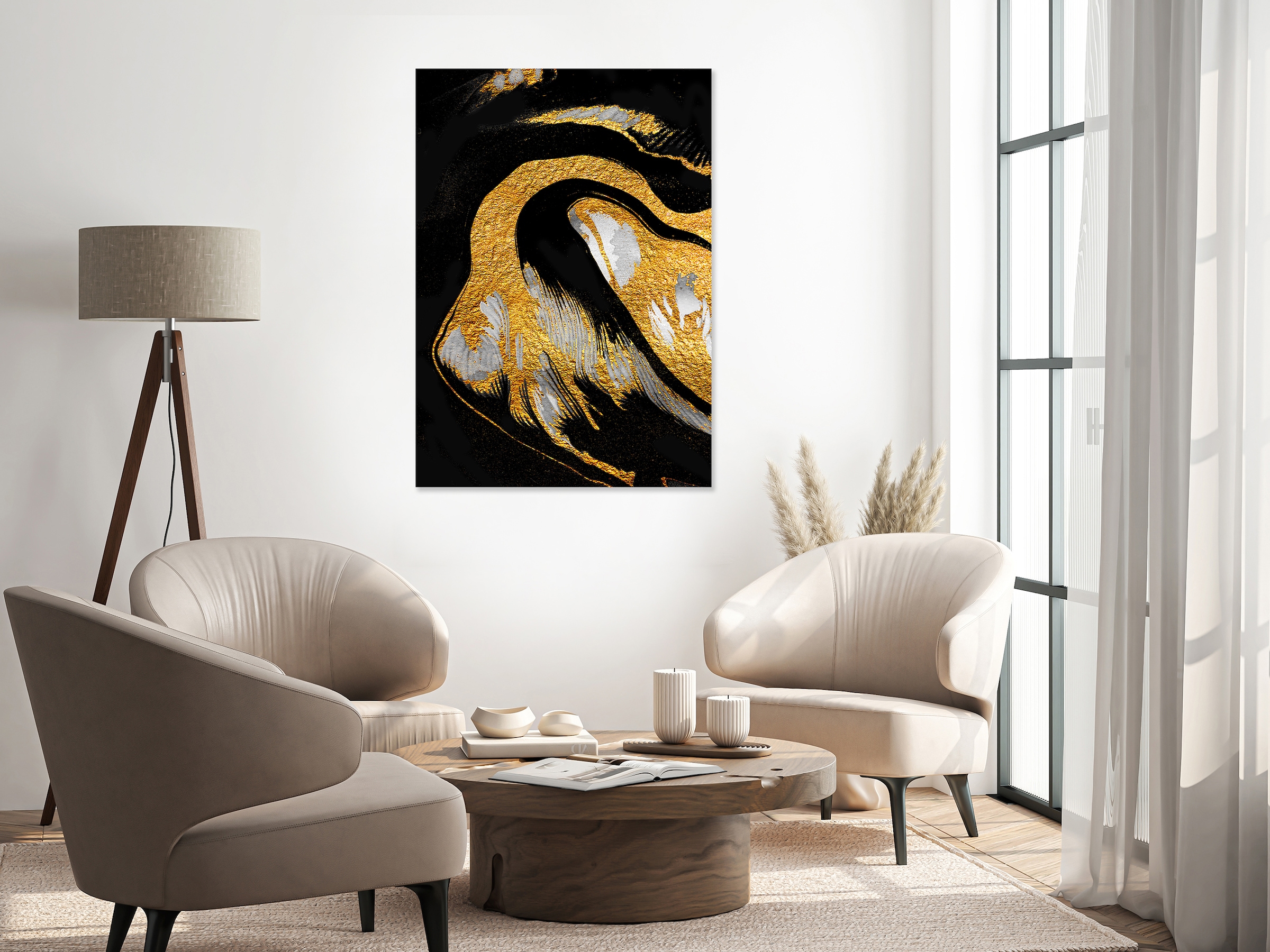 queence Tableau en verre acrylique »Wandbild, Goldbild, Bild Abstrakte Kunst mit Blattgold veredelt« Abstrait | Art | Fantasy Finition à la main avec feuille d'or pour un aspect noble et intemporel.