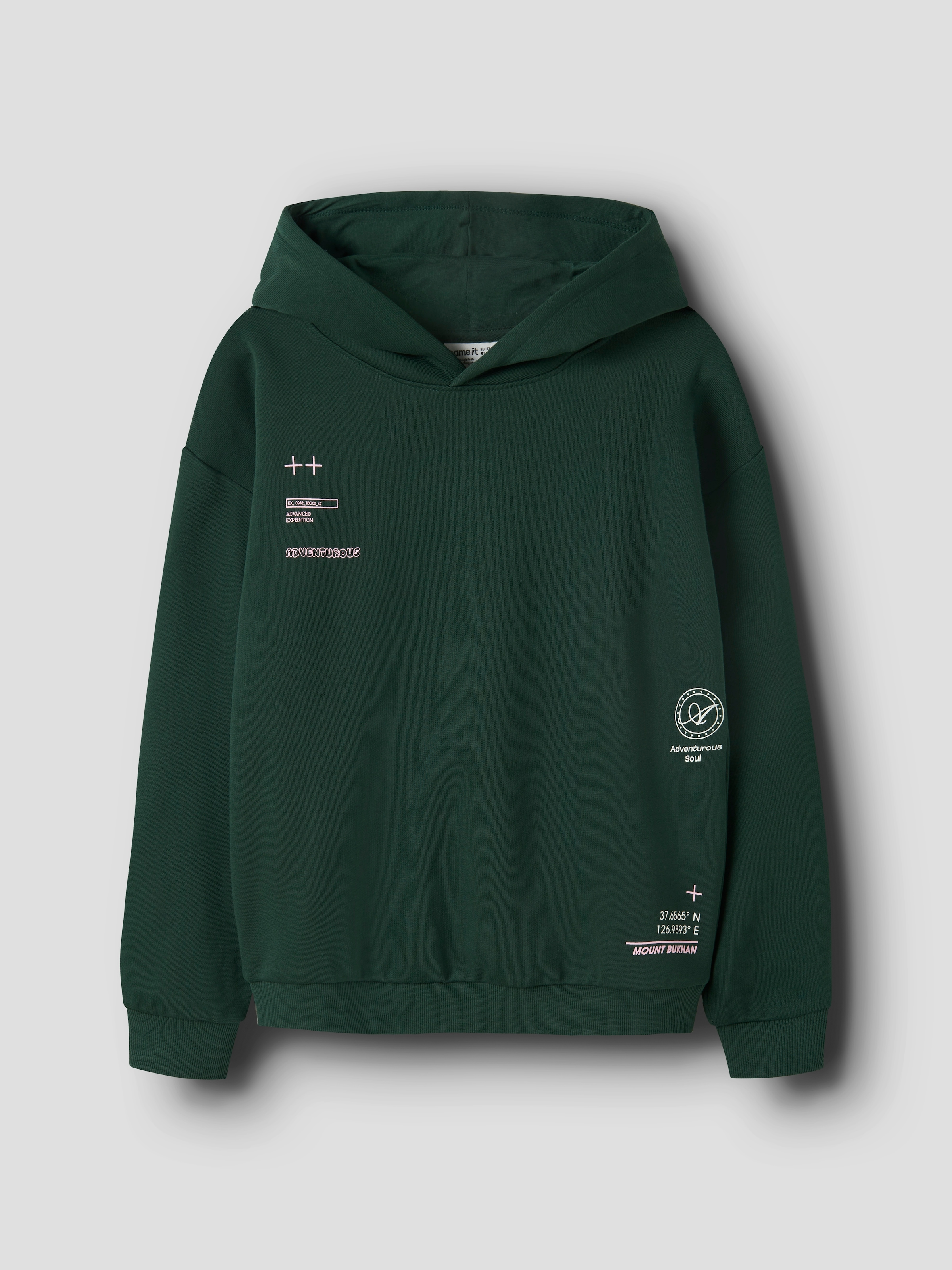 Name It Sweat à capuche »NKMOFRANNE LS RLX SWE BRU WH BF«, Baumwollmischung, locker geschnitten
