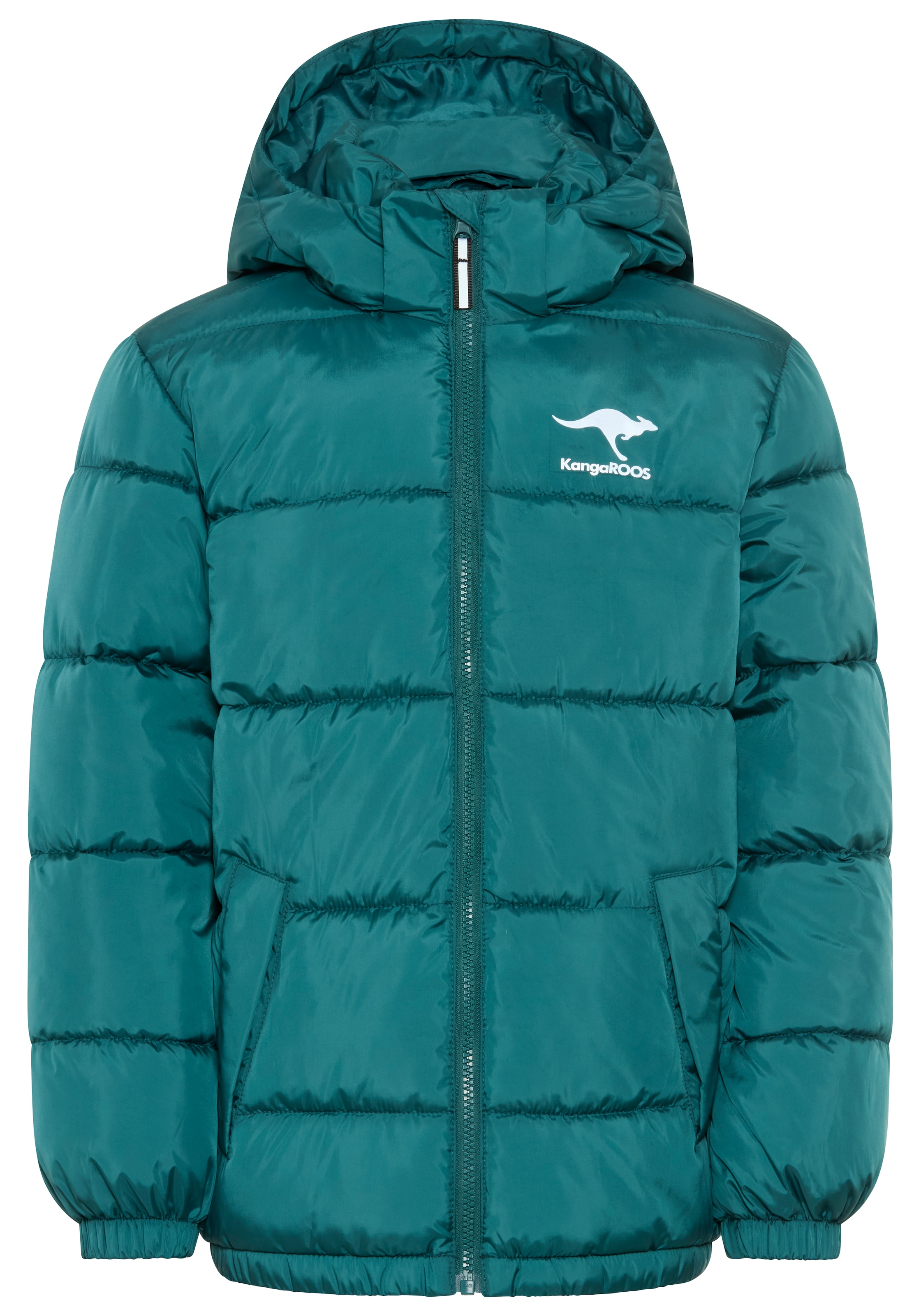 KangaROOS Veste d'hiver »warme Outdoor Steppjacke mit KangaROOS Print« avec capuche Veste chaude d’hiver avec imprimé logo réfléchissant