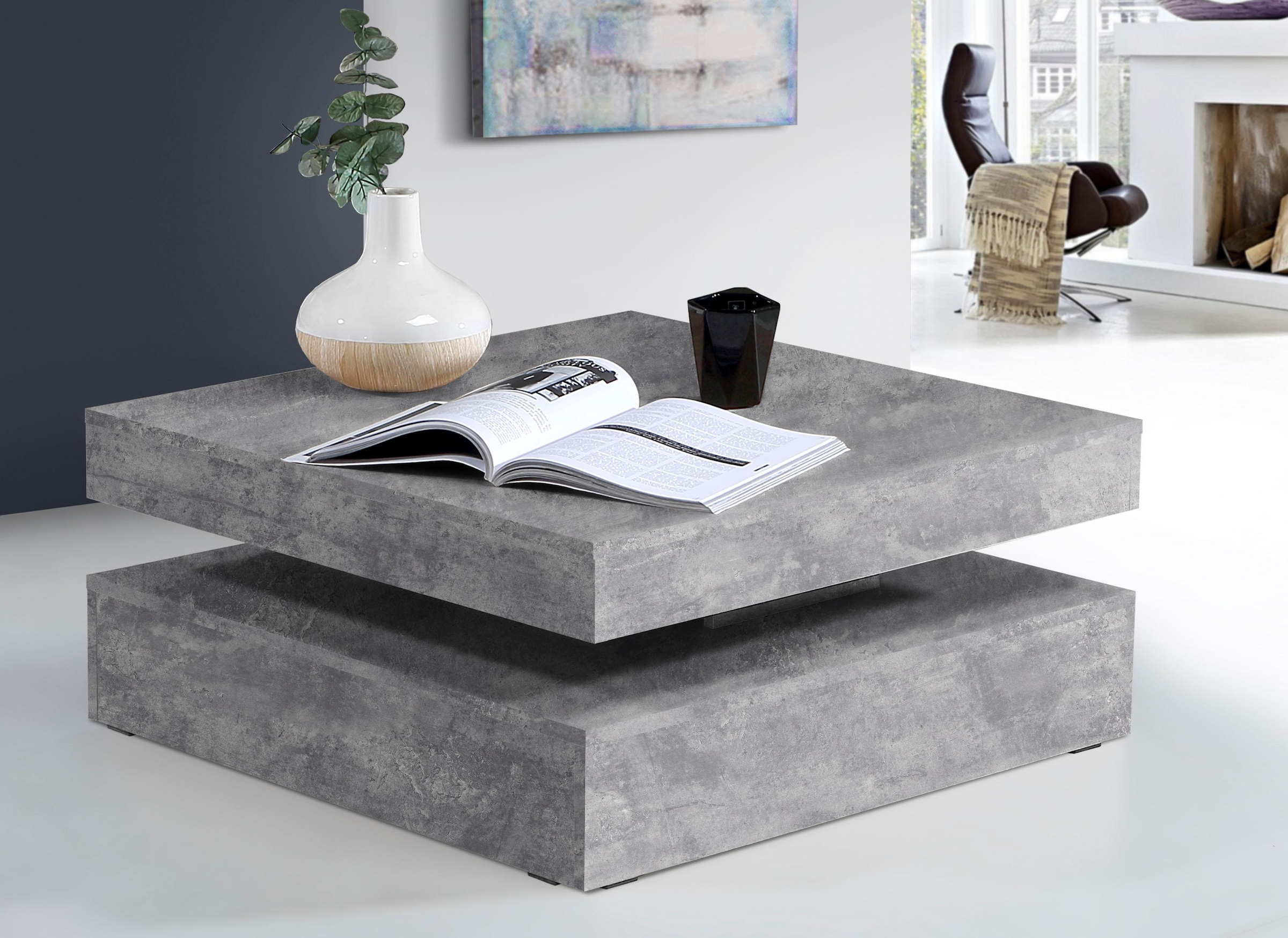 FORTE Table basse avec fonction, plateau de table pivotant, largeur env. 78x78 cm