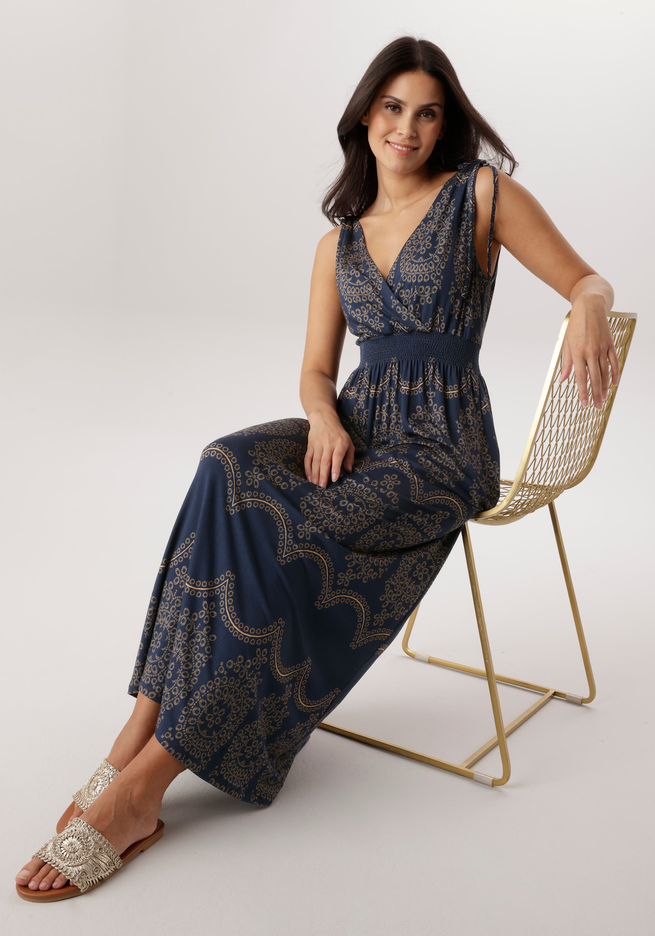 Aniston SELECTED Robe d'été mit breiten Trägern zum Raffen - NEUE KOLLEKTION