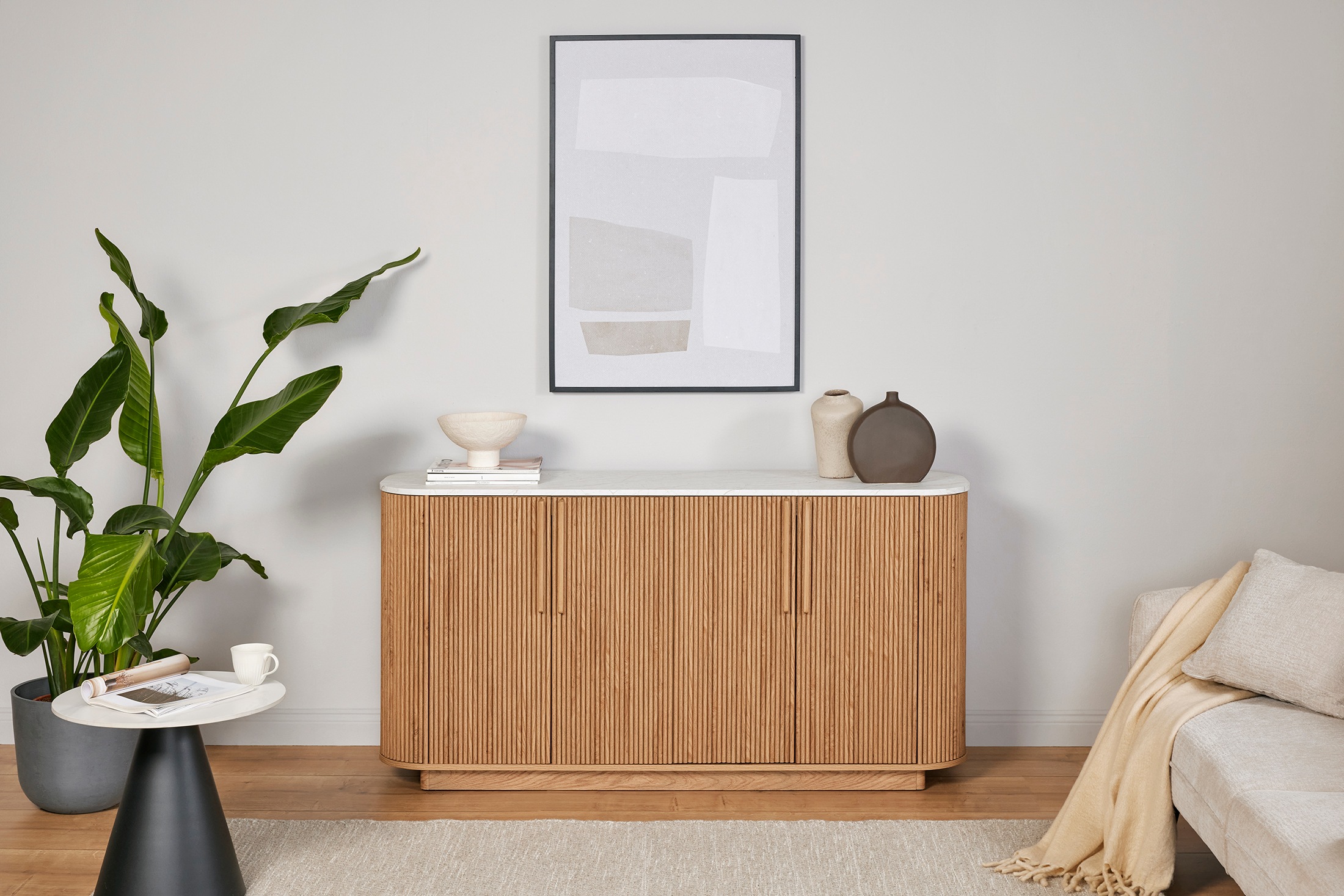 Jahnke Buffet »STRING SB 160« 1 cuis tlg. Buffet bas, 4 portes, aspect marbre, largeur 159,5 cm