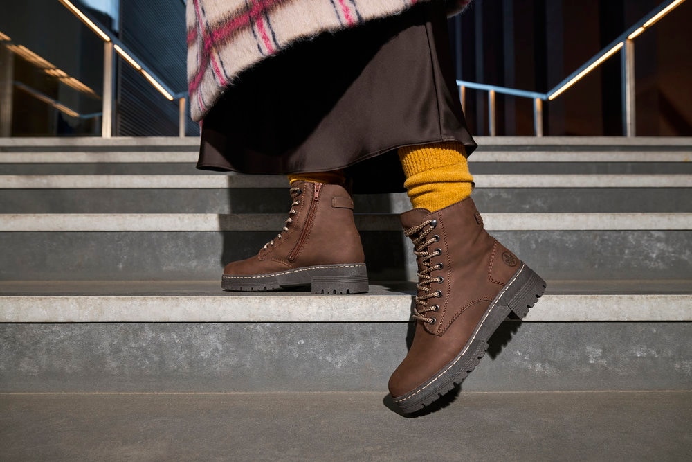 Rieker Bottes à lacets  bottines à lacets, bottines à plateforme, semelle profilée, avec fermeture éclair intérieure