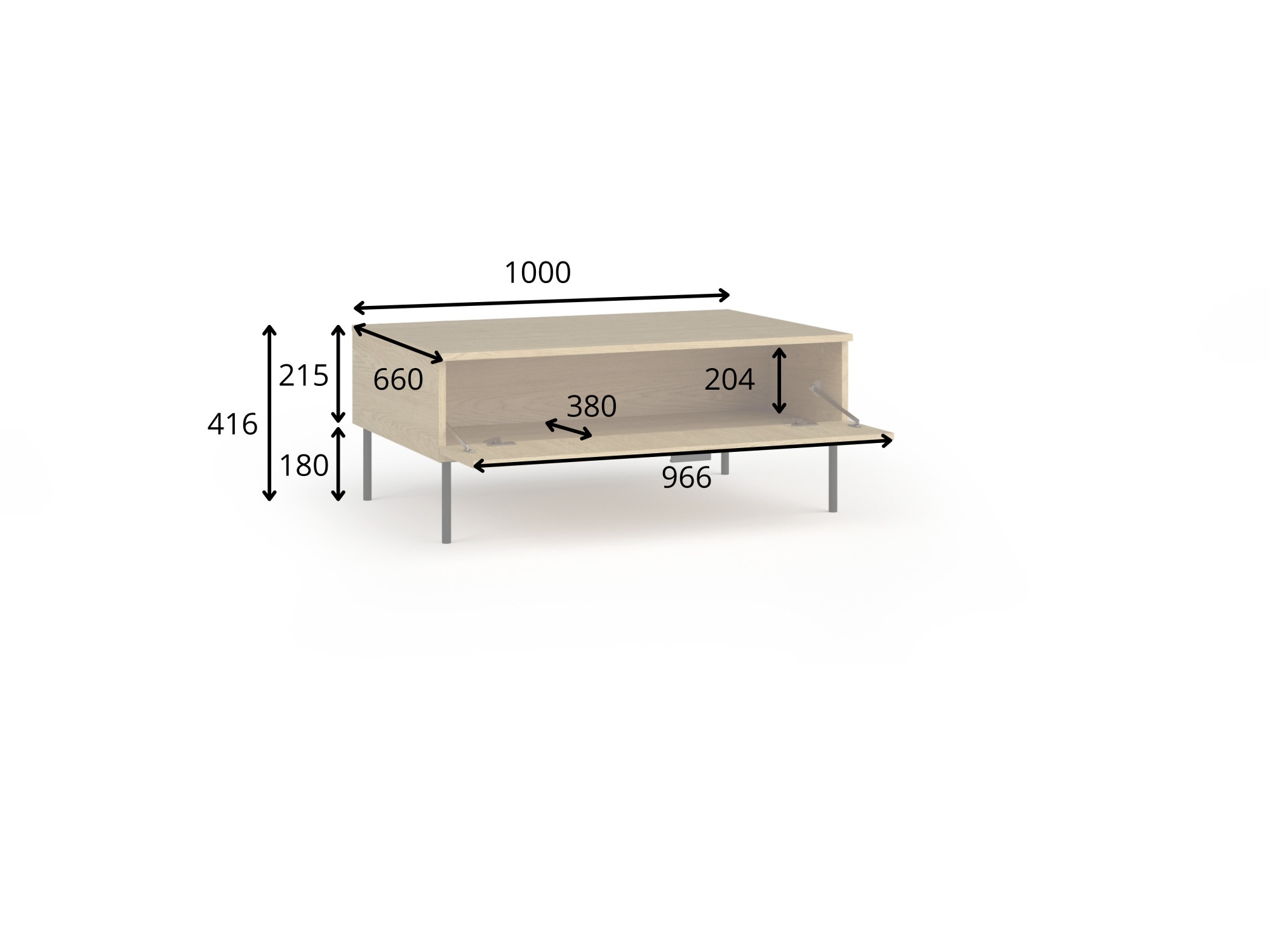 Home affaire Table basse »BELLOT Kaffeetisch mit viel Stauraum, 100x66cm, modernes Design« Beistelltisch mit zusätzlichen Aufbewahrungsschränken, goldene Akzente