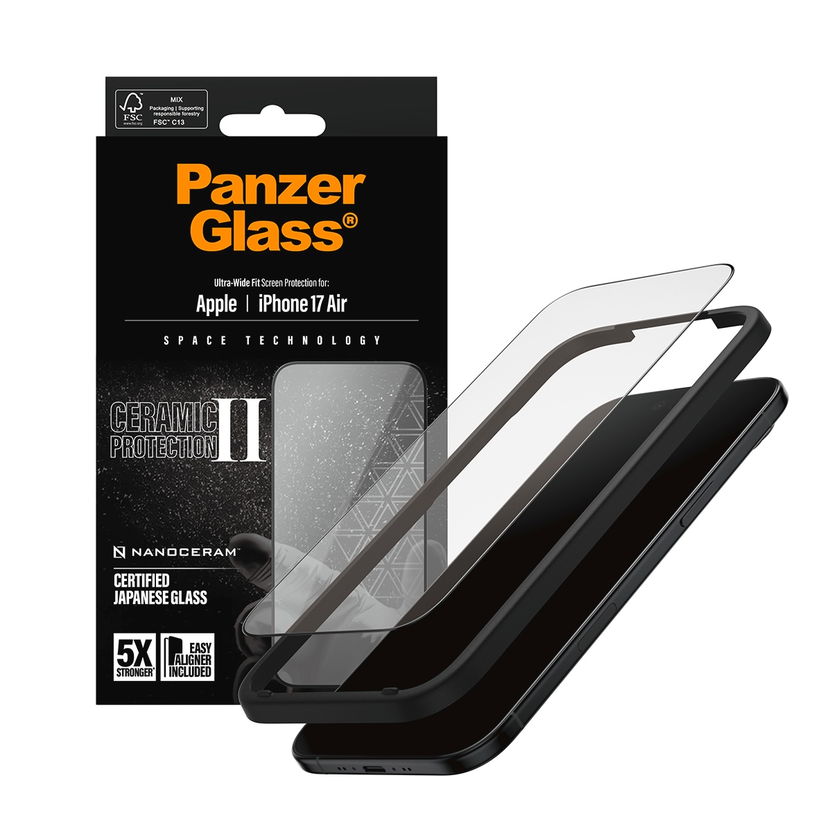 CARE by PanzerGlass Verre de protection d'écran »Ceramic II Ultra-Wide Fit Screen Protector« für Apple iPhone Air Displayschutzfolie, Schutzfolie, Bildschirmschutz, kratz- & stossfest