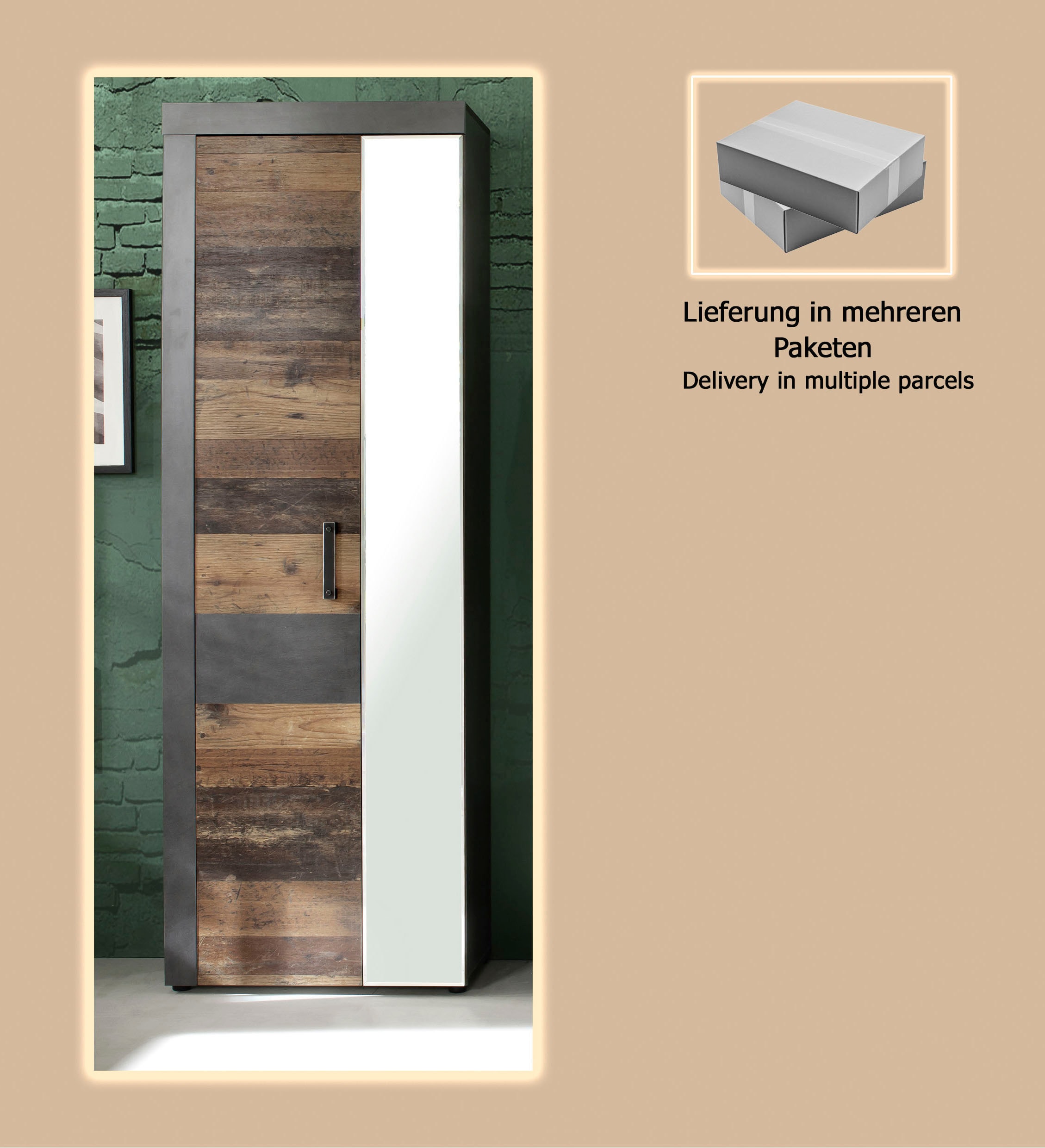 Home affaire Garderobenschrank »Ilana« Garderobenschrank mit 2 Türen - (B/T/H) 65/34/192 cm