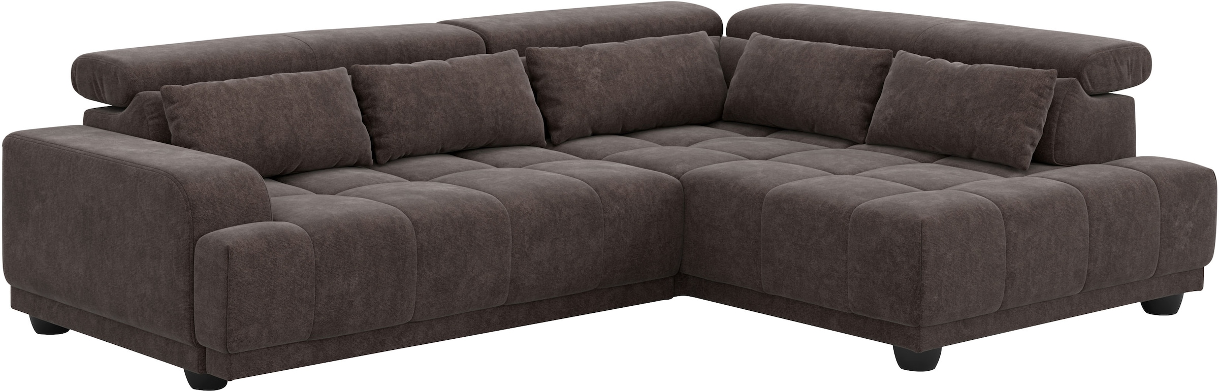 COTTA Canapé d'angle »Jade L Form, Breite: 270 cm, mit Kopfteilverstellung & Nierenkissen« réglage électrique optionnel de la profondeur d’assise