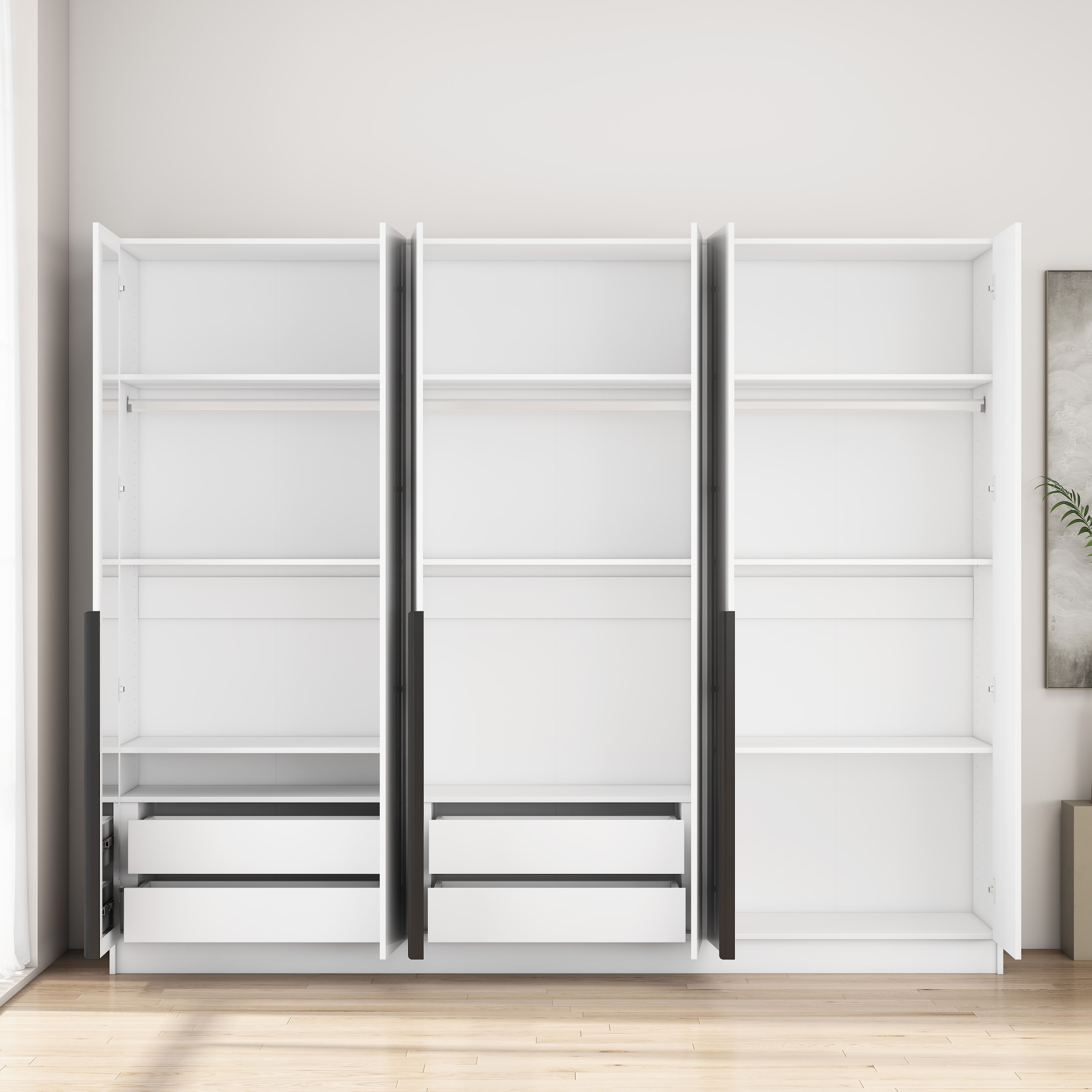 GOODproduct Kleiderschrank »Annor Schlafzimmerschrank Breite 242cm hochglanz Schrank Garderobe« Drehtürenschrank mit perfekter Innenausstattung - elegante Türgriffe