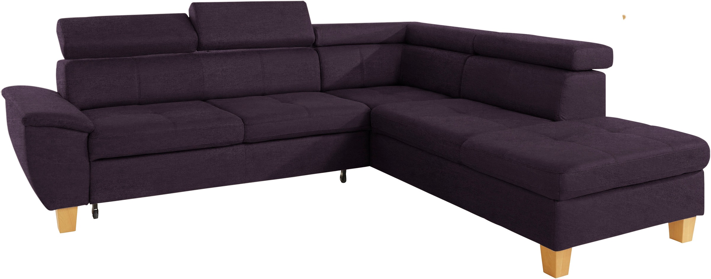 exxpo - sofa fashion Ecksofa »Enya, hoher Sitzkomfort, Breite 266cm, bequem, 12cm hohe Füsse, L-Form« mit Kopfteilverstellung, wahlweise Bettfunktion u. Bettkasten