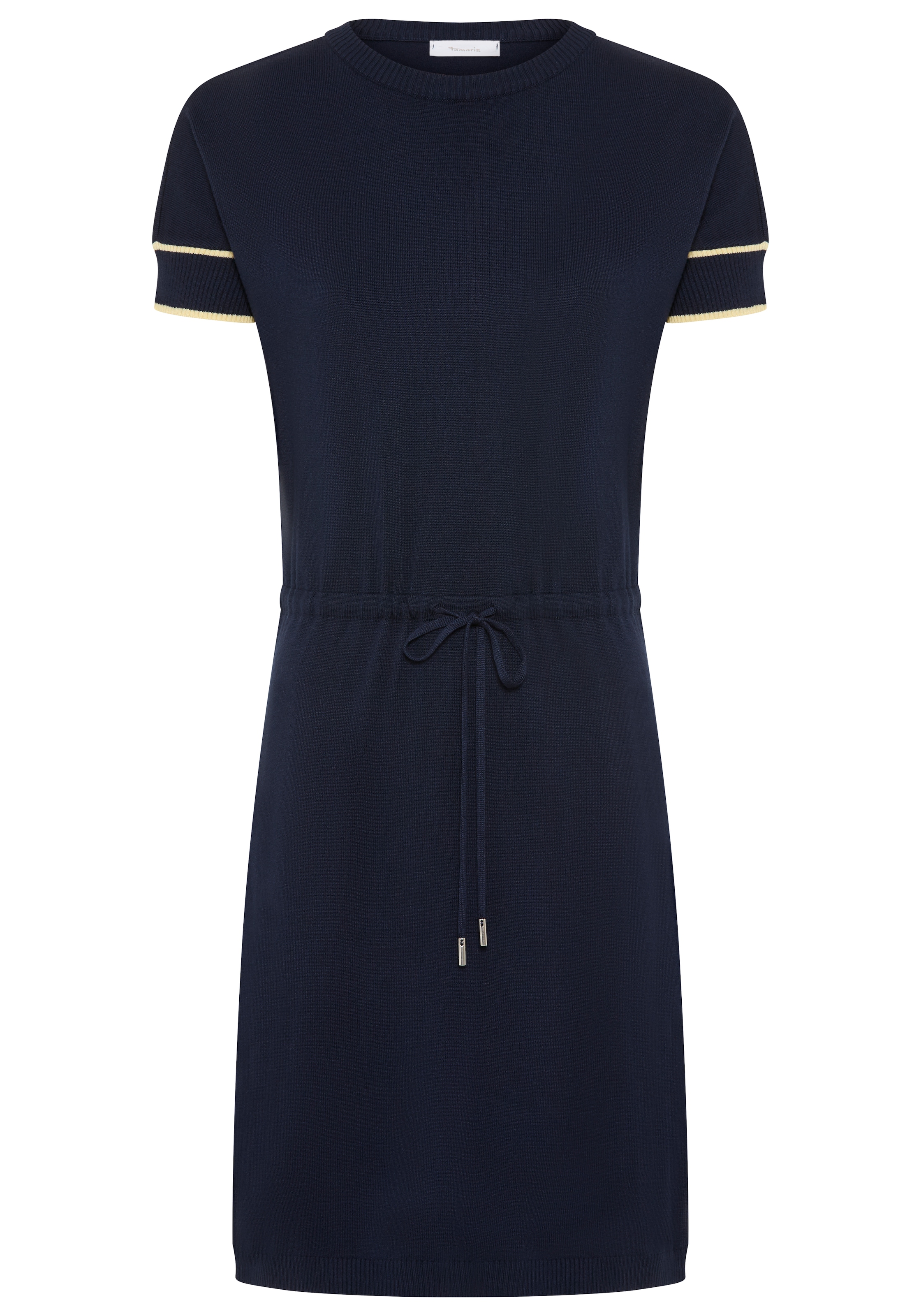 Tamaris Robe en tricot mit tailliertem Bindeband und Kontraststreifen