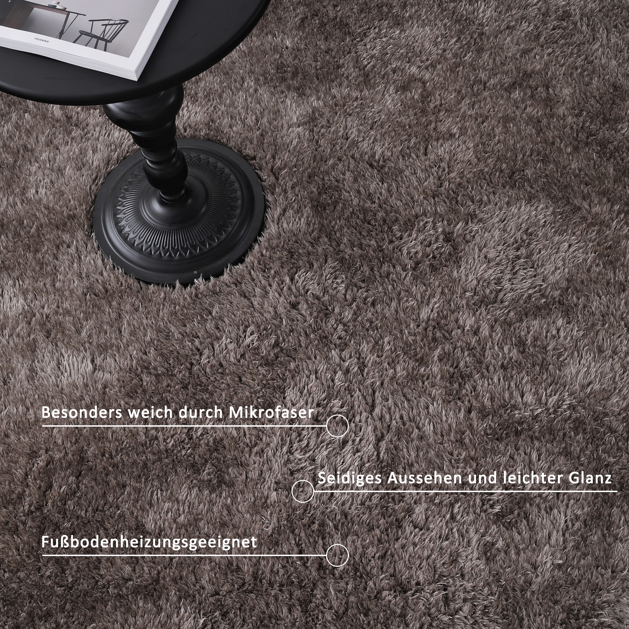 my home Tapis à poils longs »Micro Shaggy, aus weicher Mikrofaser« Rectangulaire 53 mm Höhe weich, flauschig, Uni-Farben, Wohnzimmer, Schlafzimmer, Kinderzimmer