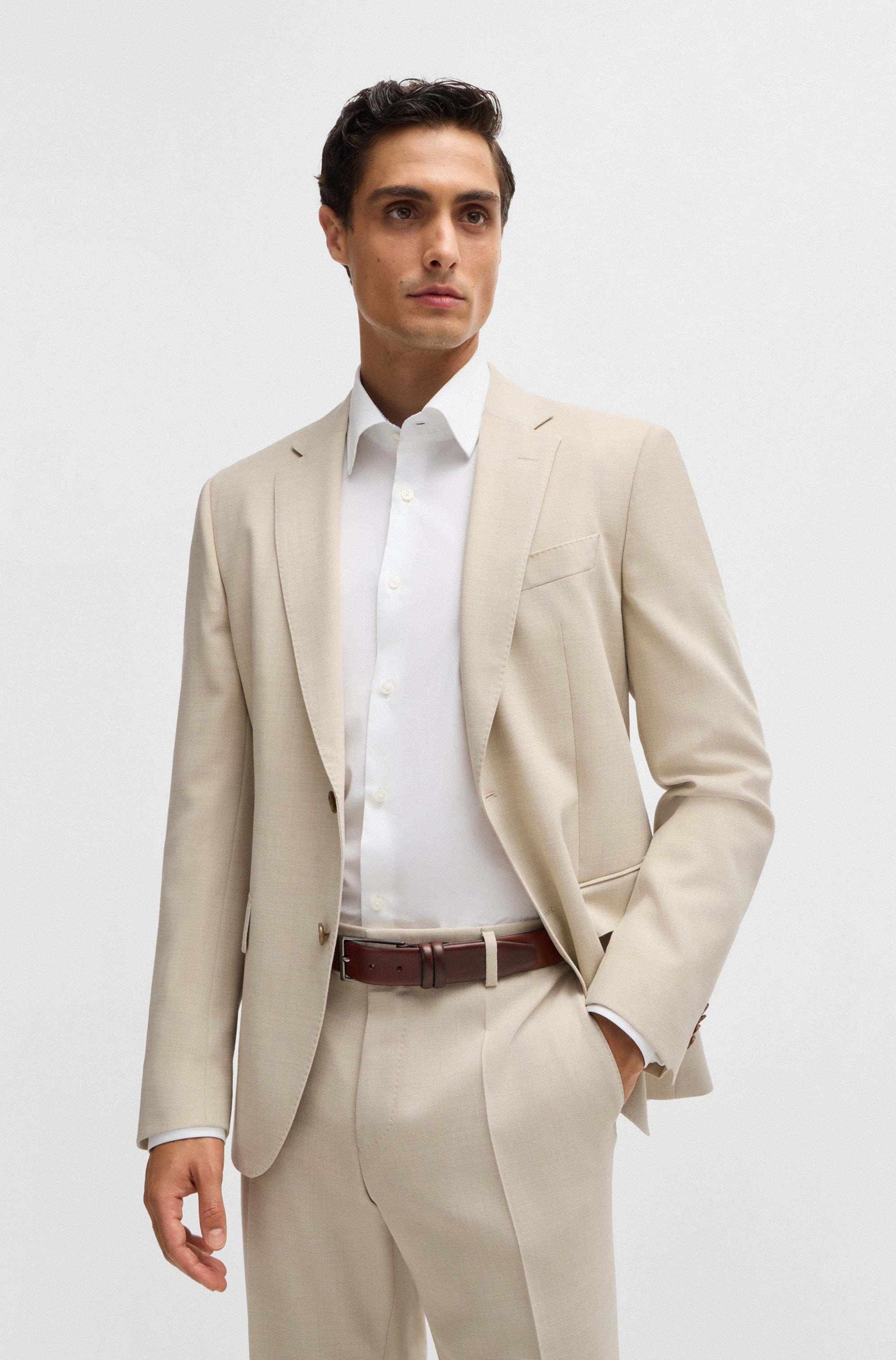 BOSS Ledergürtel »Carmello« aus gegerbtem Leder mit HUGO BOSS Logo-Prägung auf Metallschliesse