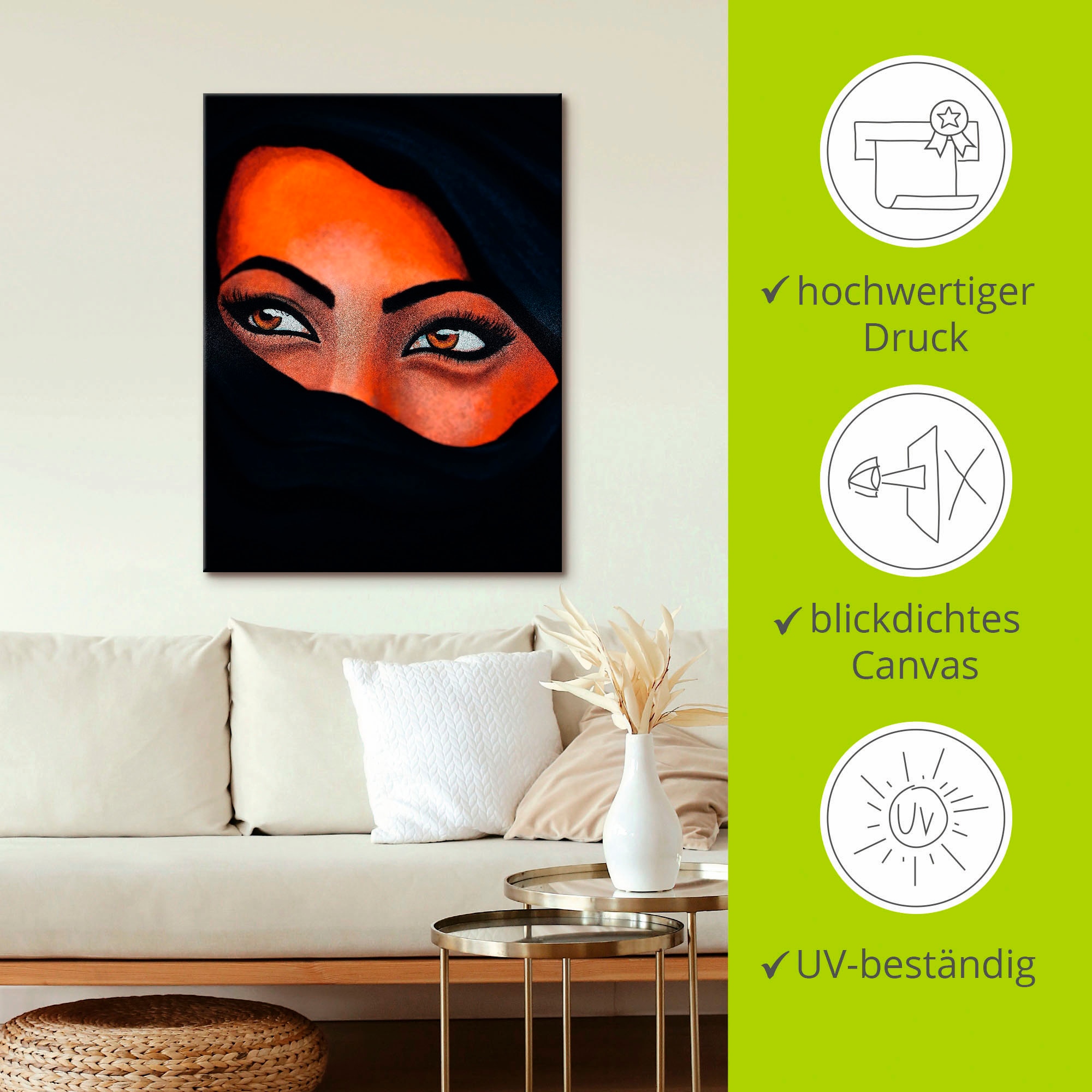 Artland Wandbild »Tuareg - Der Sand auf deiner Haut« Frau 1 Stk. tlg. auf Holzrahmen gespannt