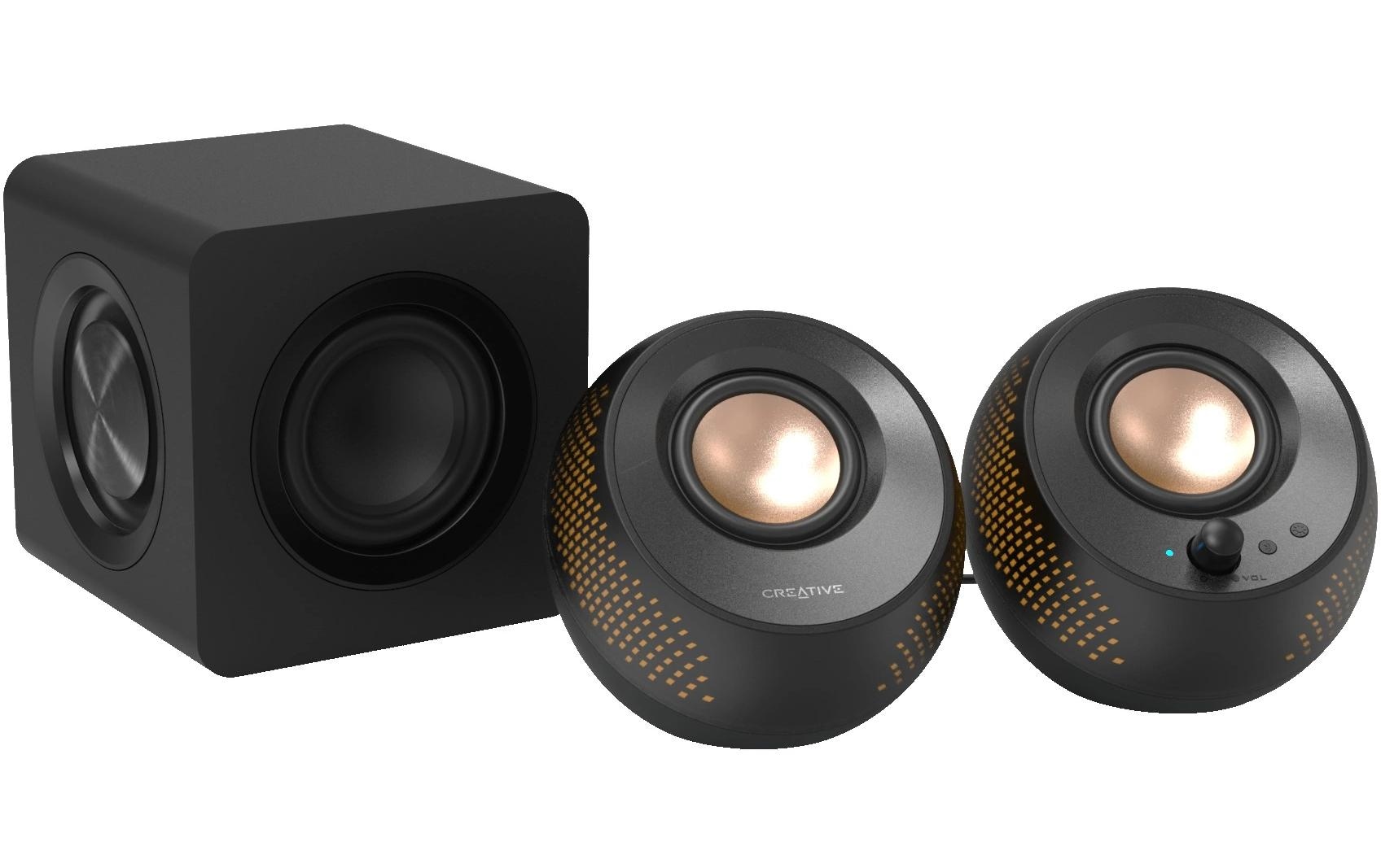 Creative PC-Lautsprecher »Pebble X Plus 2.1 USB-C Lautsprecher, Bluetooth 5.3, RGB-Beleuchtung« ( ) kabelloses Streaming, Computerlautsprecher mit Subwoofer