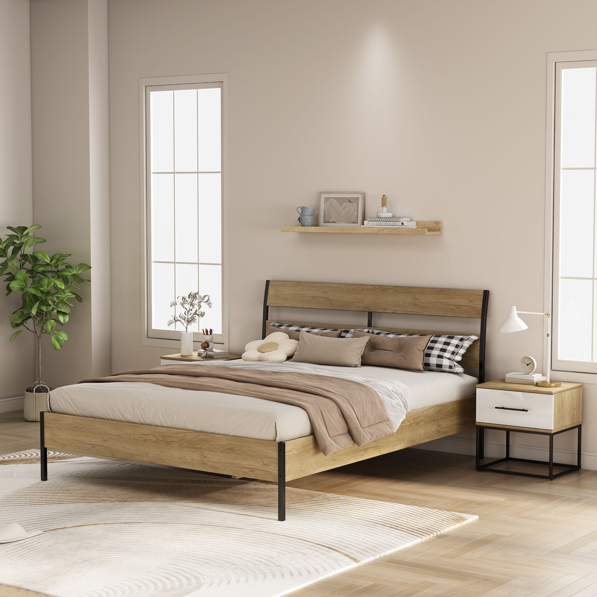 GOODproduct Table de nuit »Lucca Nachttisch Set mit Metallkufen und schwarzen Griffen« Set, 2 Schränke im Set , Hochglanz Fronten in weiss,  Nchttisch Set mit je einer Schublade in Loft Design