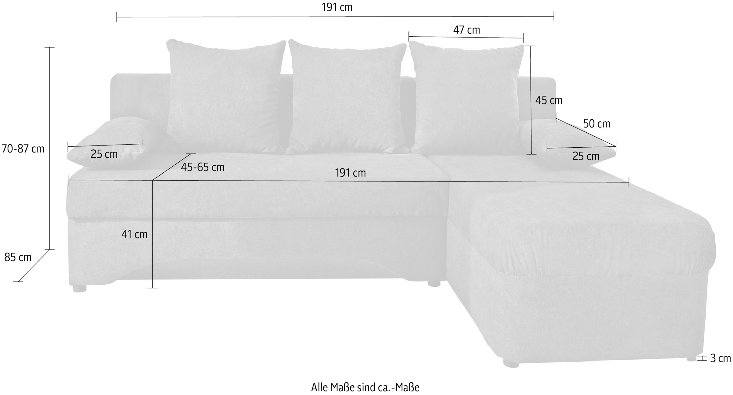 Jockenhöfer Gruppe Ecksofa »Starlight L-Form, B: 191 cm« mit Schlaffunktion, Bettkasten & Licht, Unser Dauertiefpreis