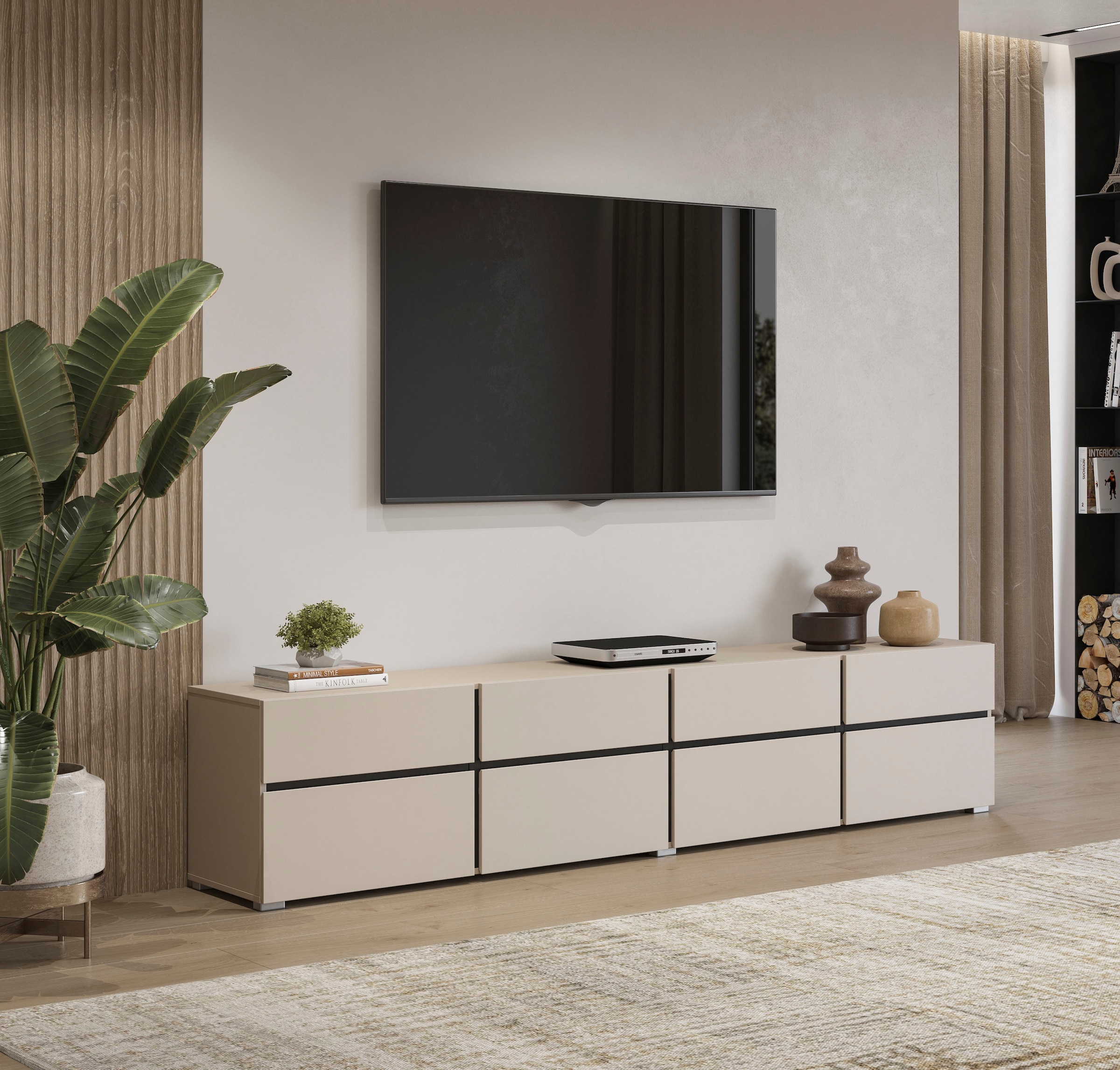 GOODproduct Lowboard »Cross,Breite 225 cm, moderne grifflose TV-Kommode« TV-Schrank mit viel Stauraum, TV-Board