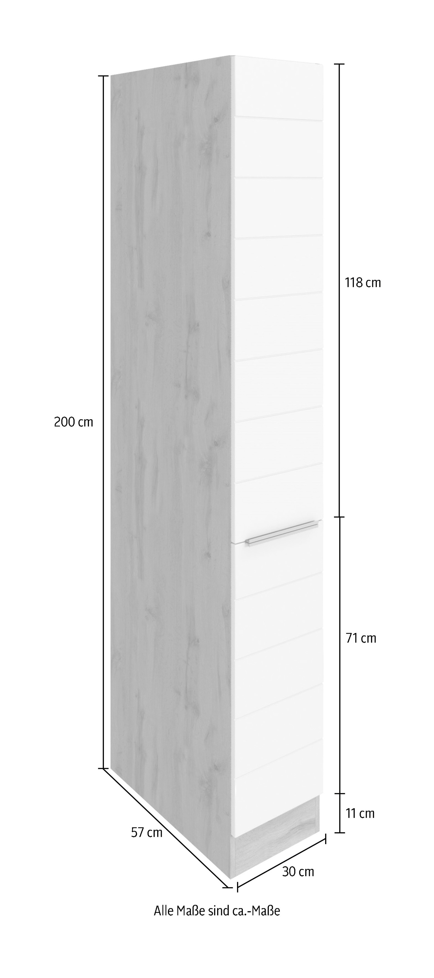 KOCHSTATION Armoire à pharmacie »KS-Luhe« 30 cm de large, façades MDF de qualité avec lisseau horizontal