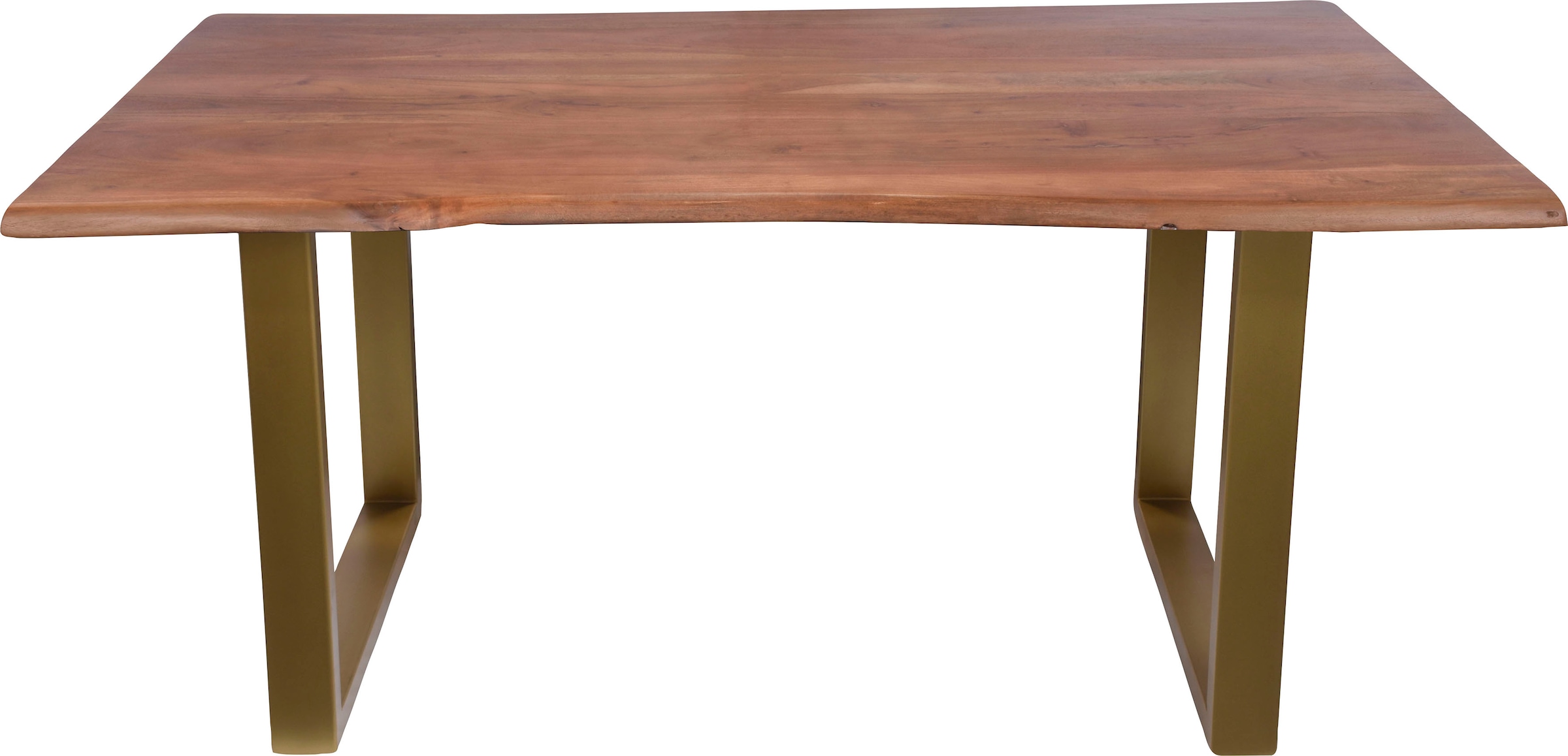 SIT Esstisch »160x85 cm Akazie Baumkante Nussbaum Messinggestell« Natürliche Baumkante aus Akazie mit elegantem Messing-U-Gestell