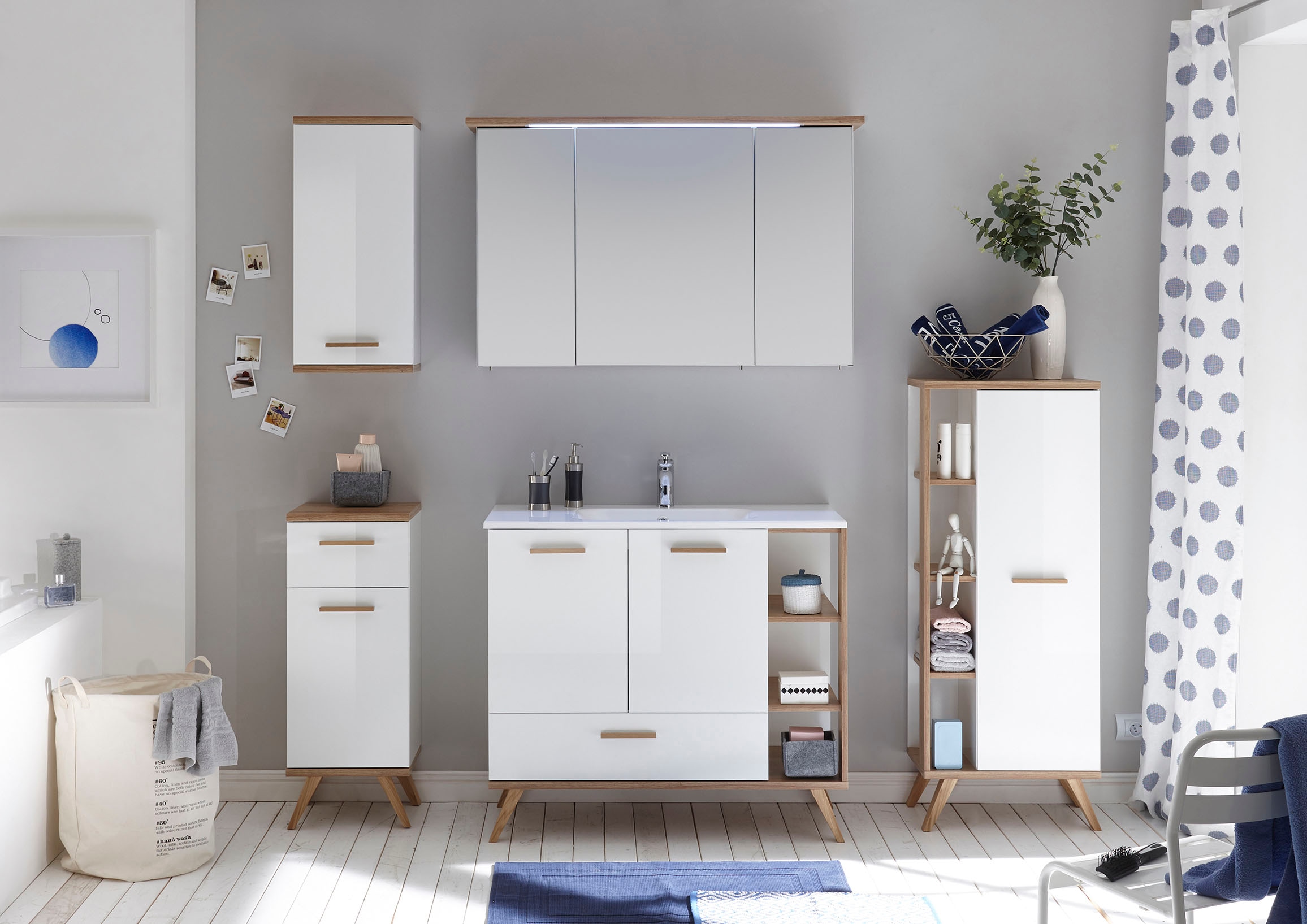Saphir Midischrank »Quickset Badschrank 50,5 cm breit, 1 Tür, seitliche Ablagen« Badezimmer-Midischrank inkl. Türdämpfer, Griffe in Holz
